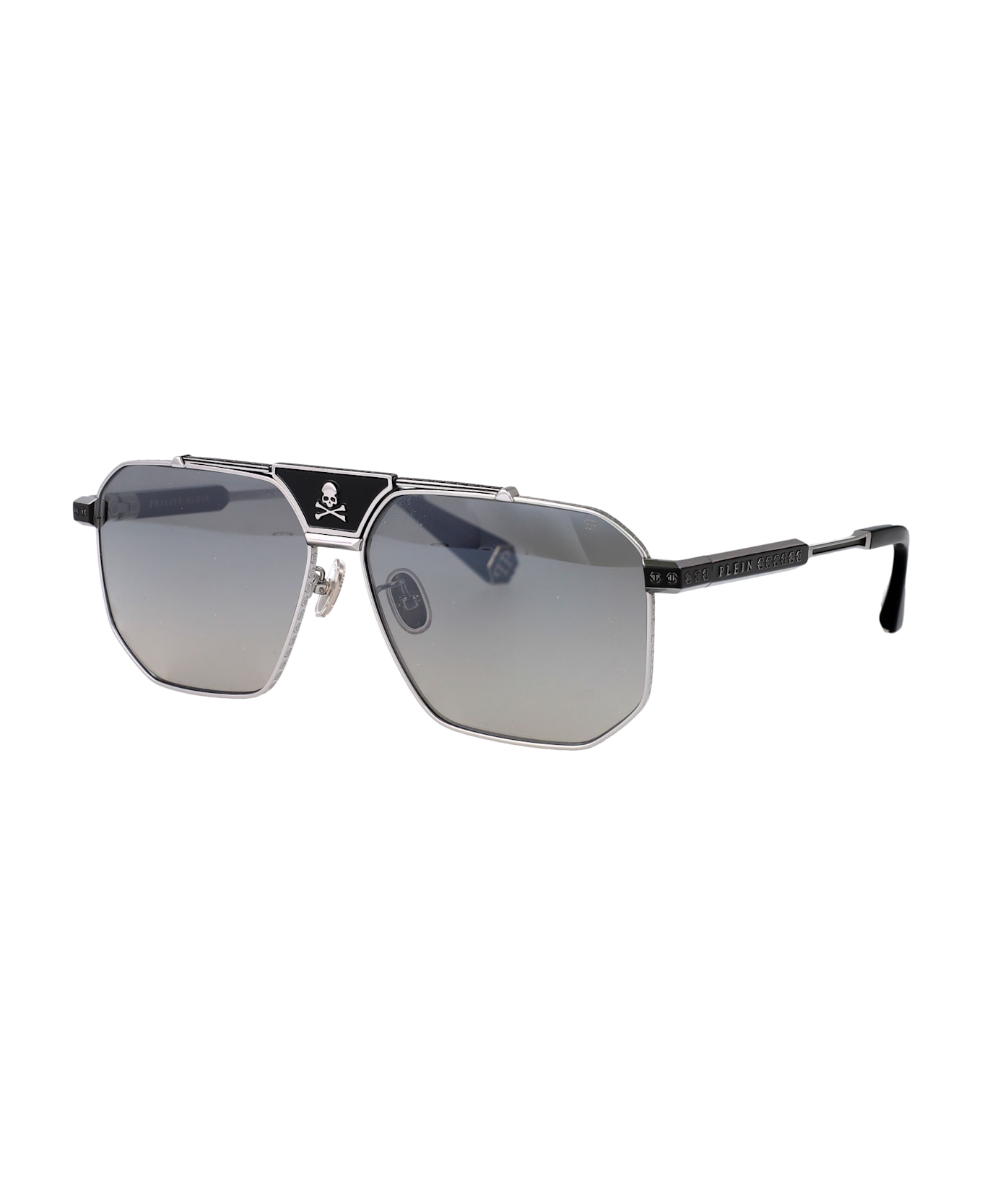 Philipp Plein Legacy Sunglasses - PALLADIO LUCIDO C/PARTI NERO SEMILUCIDO