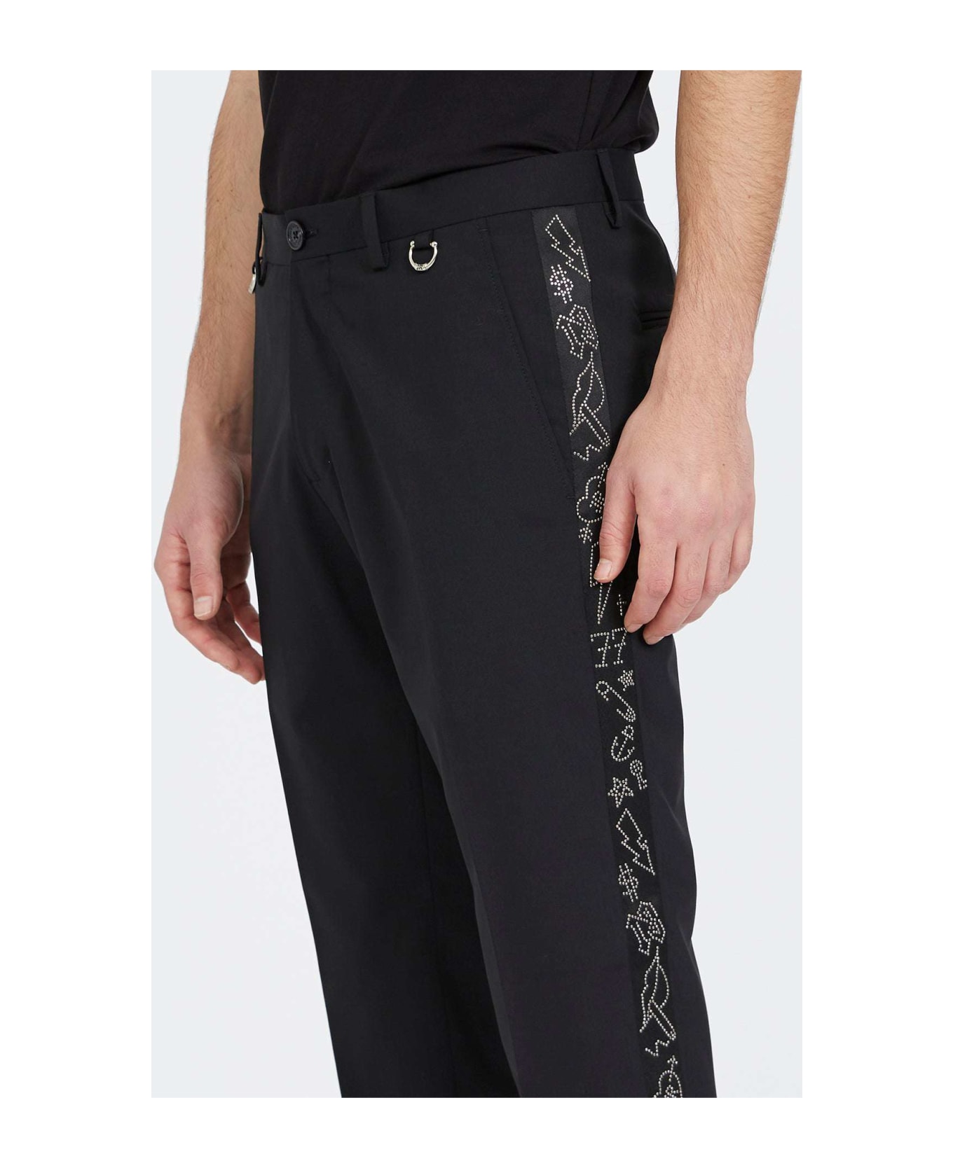 John Richmond Star Trousers With Side Bands - Nero