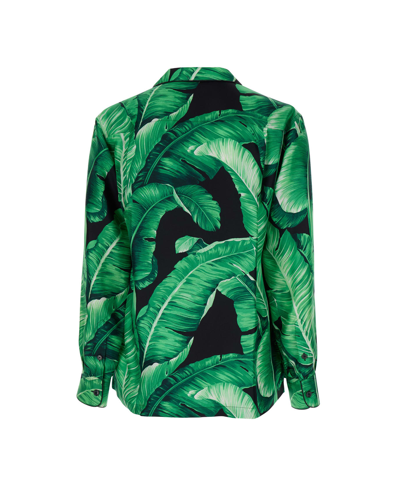 Dolce & Gabbana Leaf Print Shirt In Silk - Black シャツ