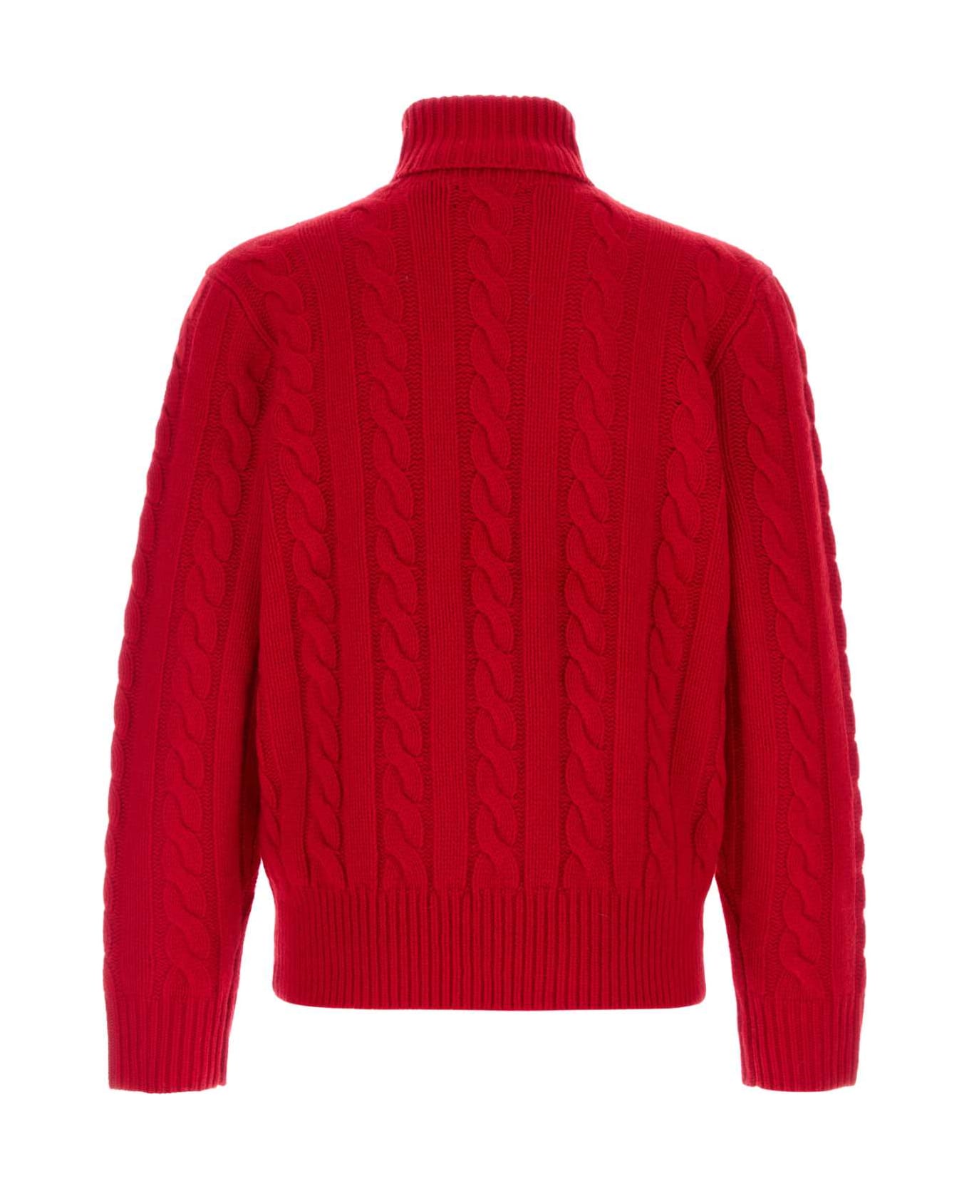 Ralph Lauren Red Wool Blend Sweater - PARK AVE RED