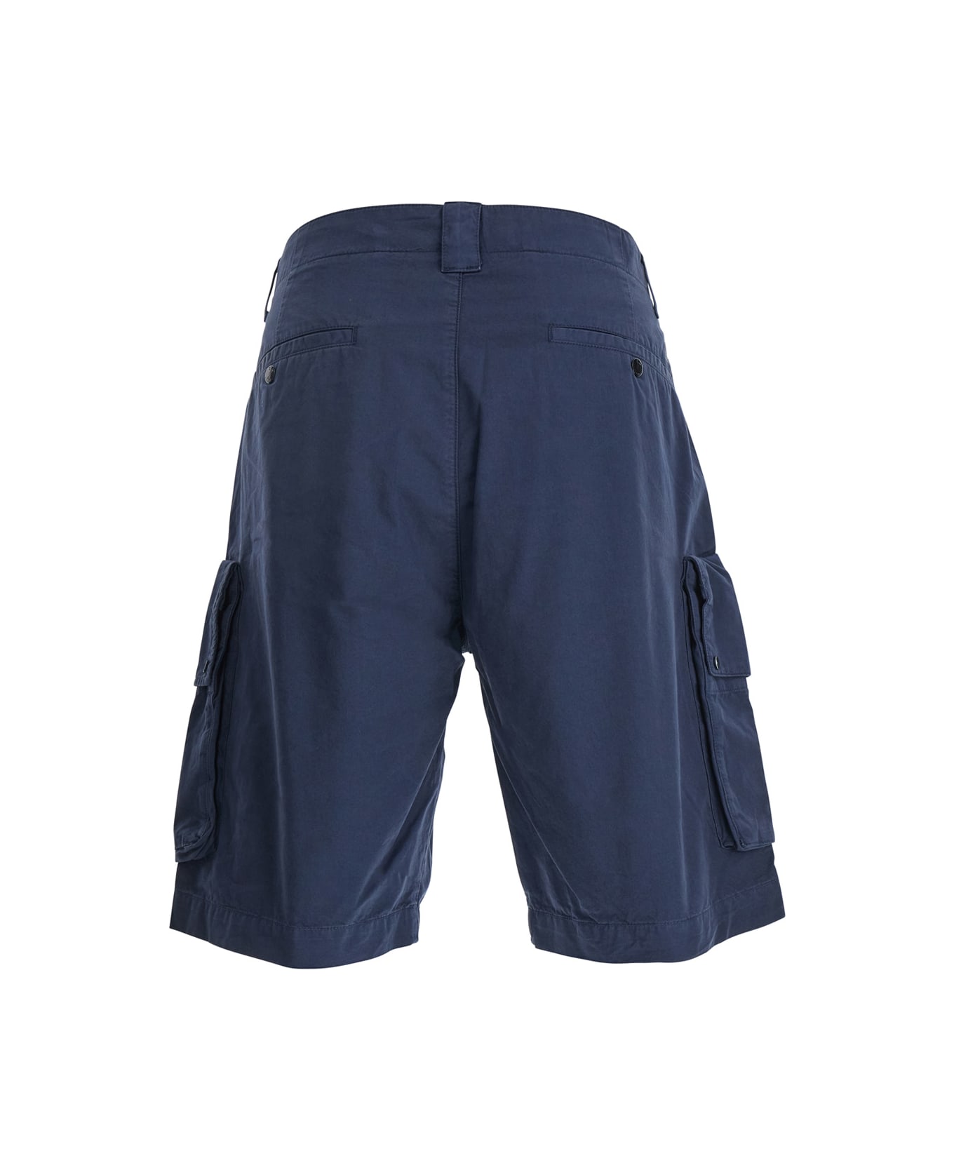 C.P. Company Blue Bermuda Pants With Belt Loops And Two Maxi Patch Pockets On The Side In Cotton Man - Blu