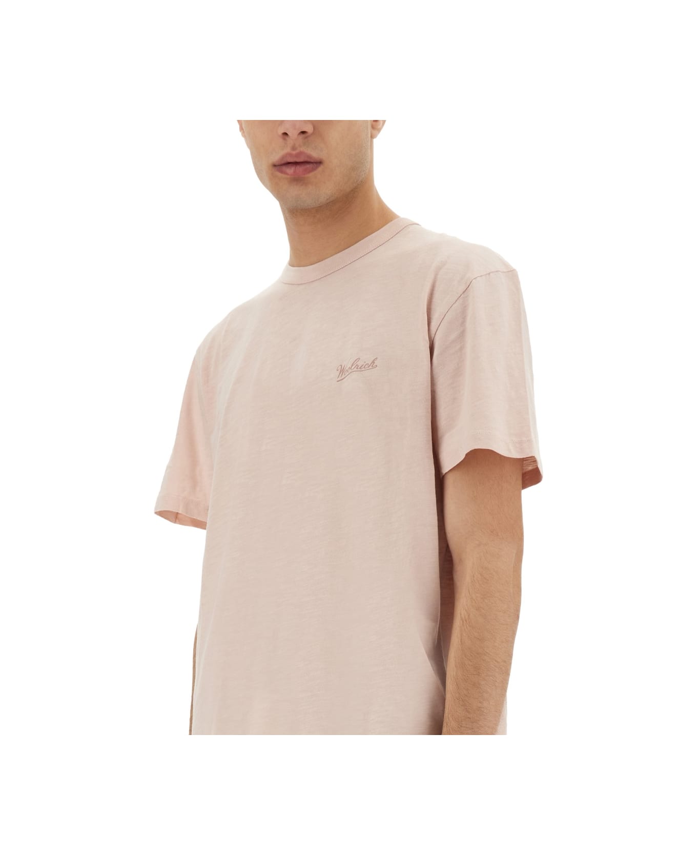 Woolrich Flamed Cotton T-shirt - PINK