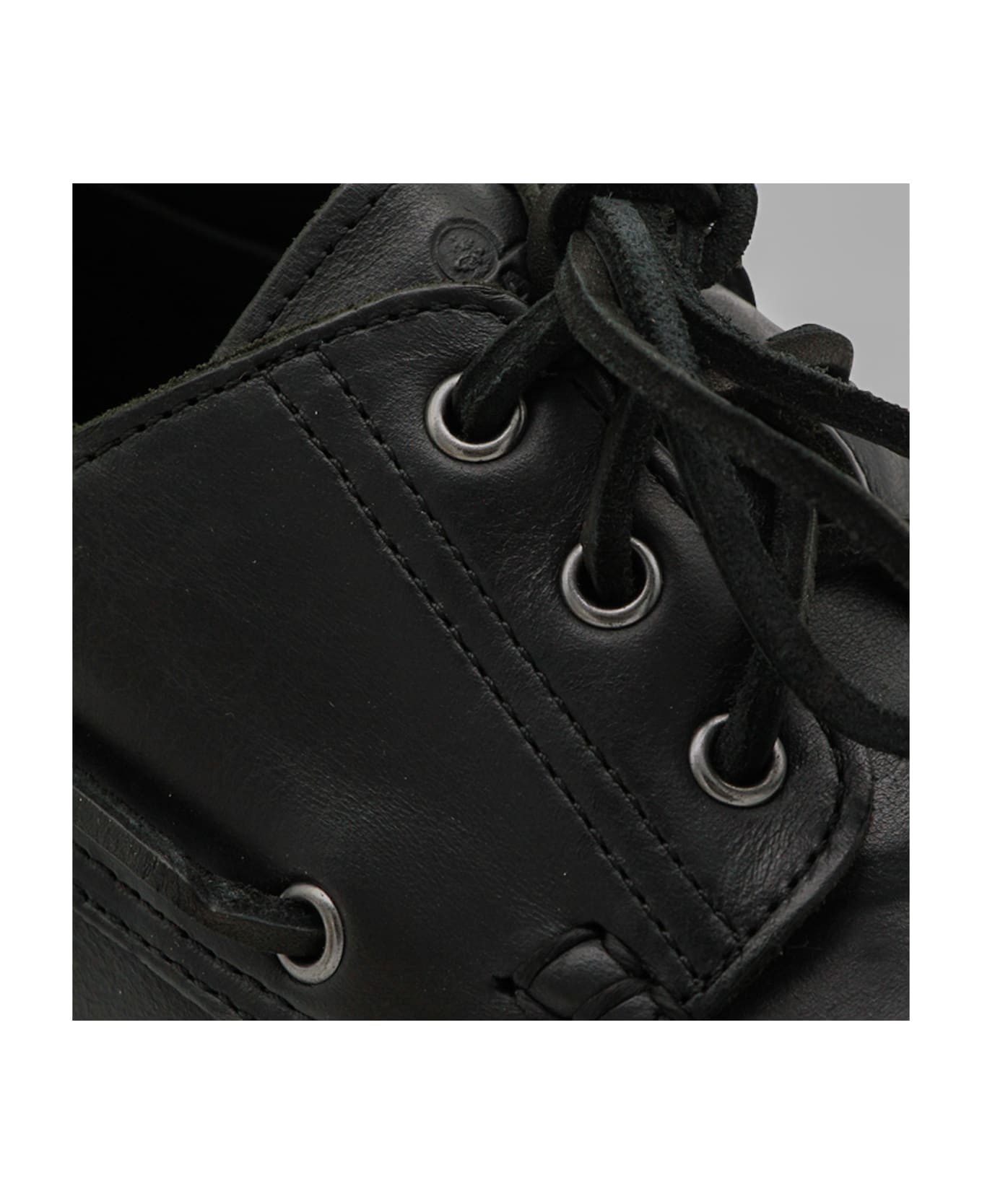 Sebago Black Leather Acadia Waxy Lace Up Shoes - Black