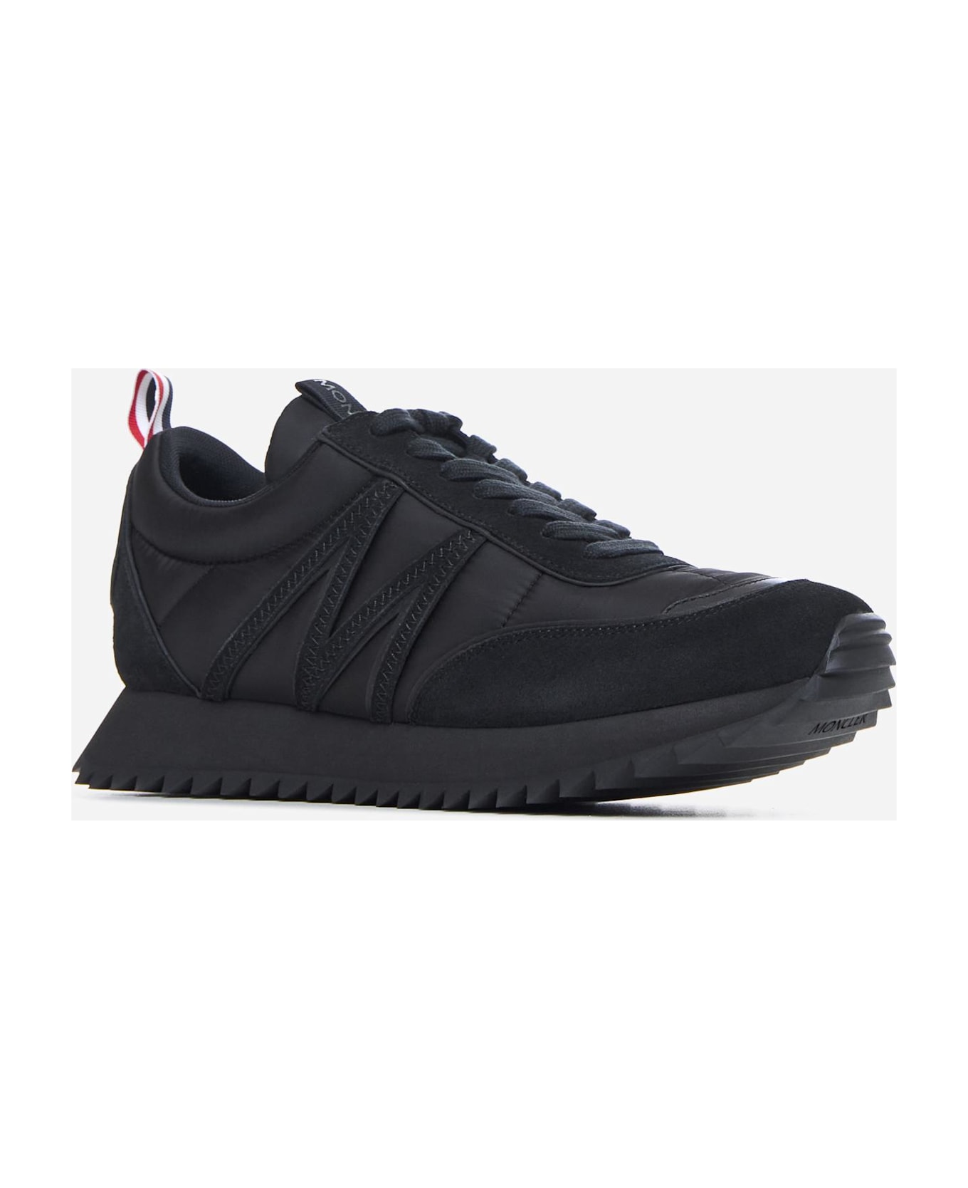 Moncler Pacey Nylon And Leather Low-top Sneakers - Black