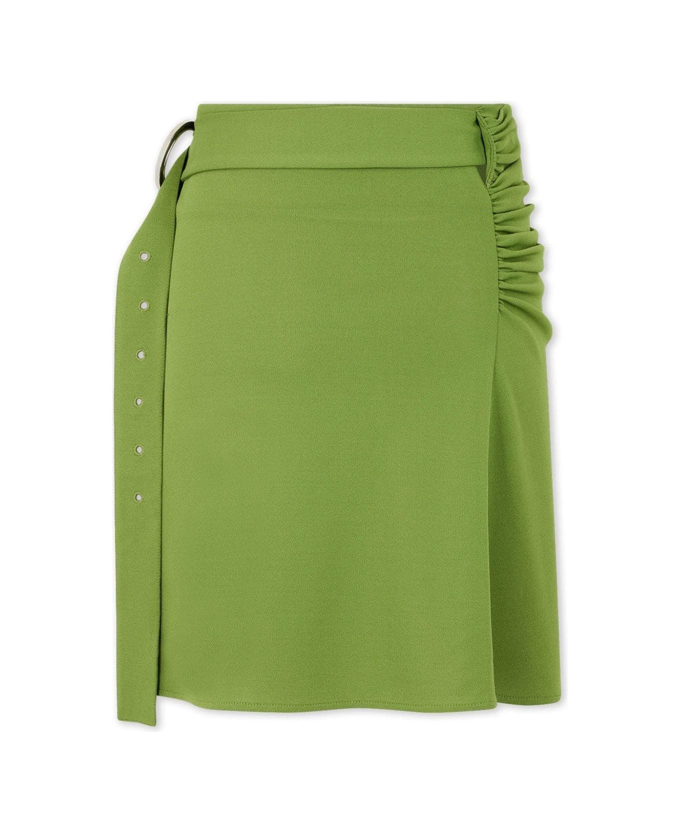 Paco Rabanne Ruched Detailed Belted Mini Skirt - Neo kaki