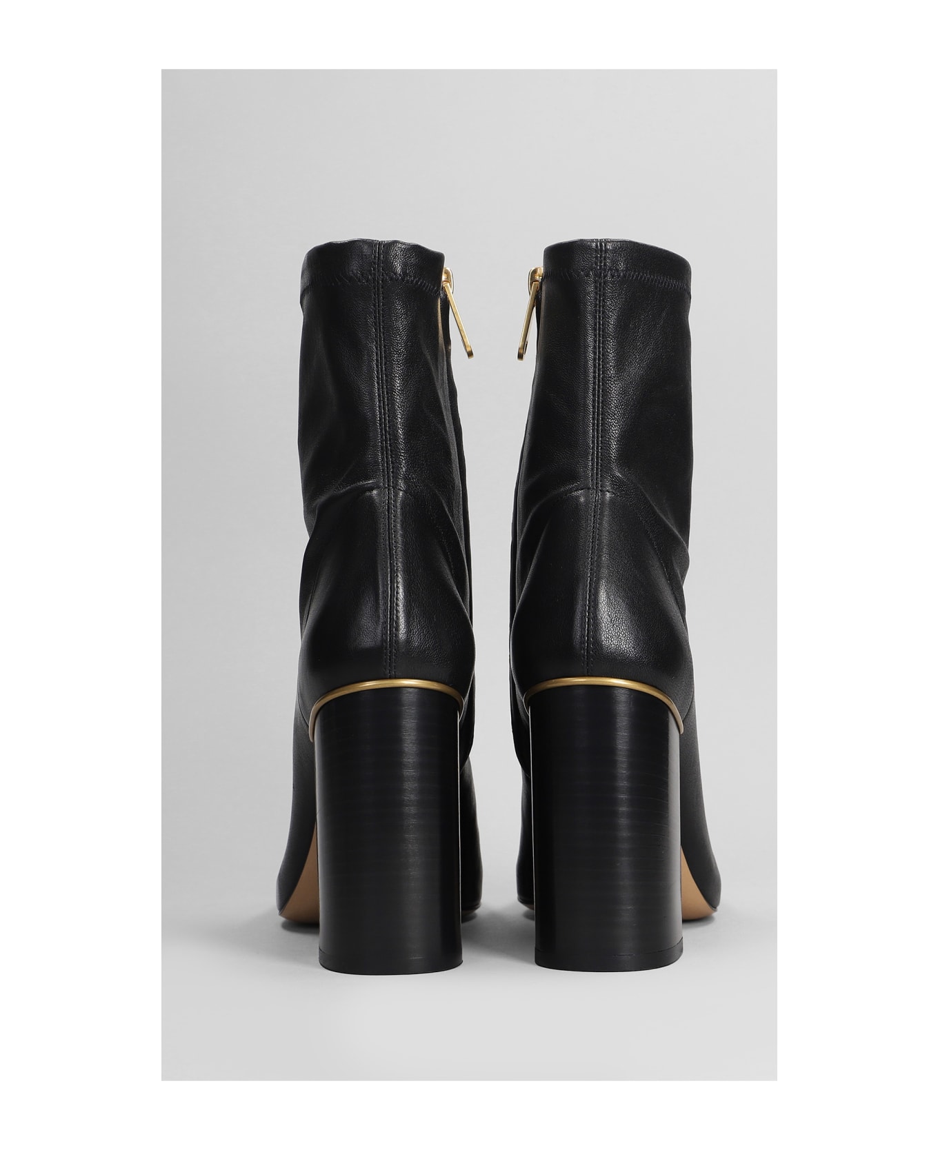 Chloé Ambre High Heels Ankle Boots In Black Leather - black