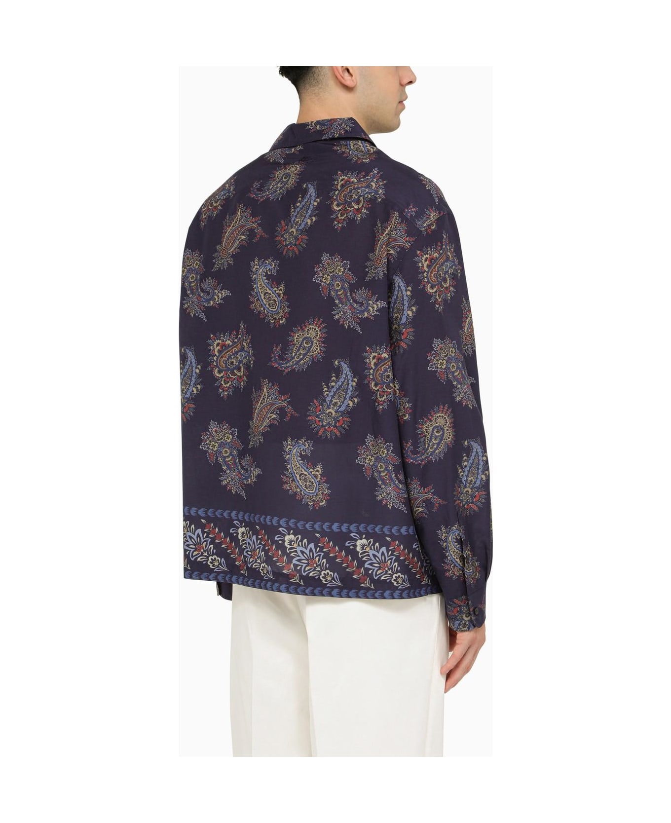 Etro Blue Bowling Shirt With Paisley Pattern - Blue