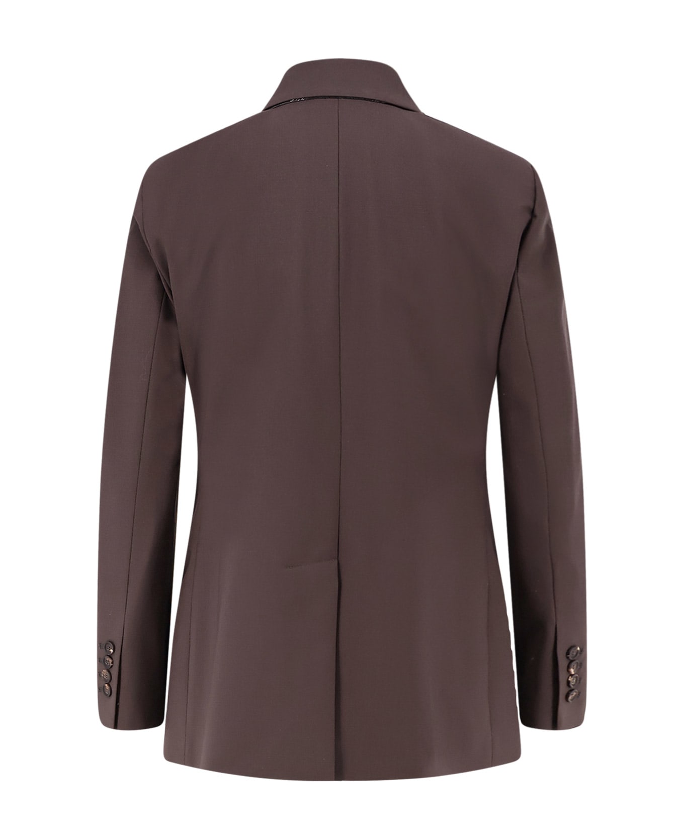 Brunello Cucinelli Tropical Luxury Wool Blazer With Monili - Brown