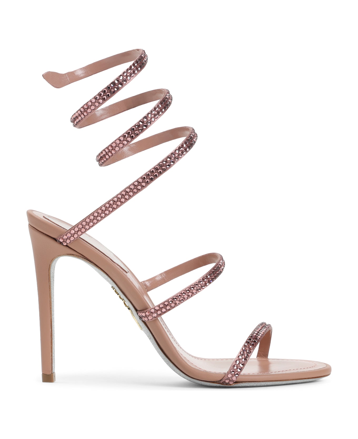 René Caovilla Snake Sandals - Phard Satin Blush Rose Strass