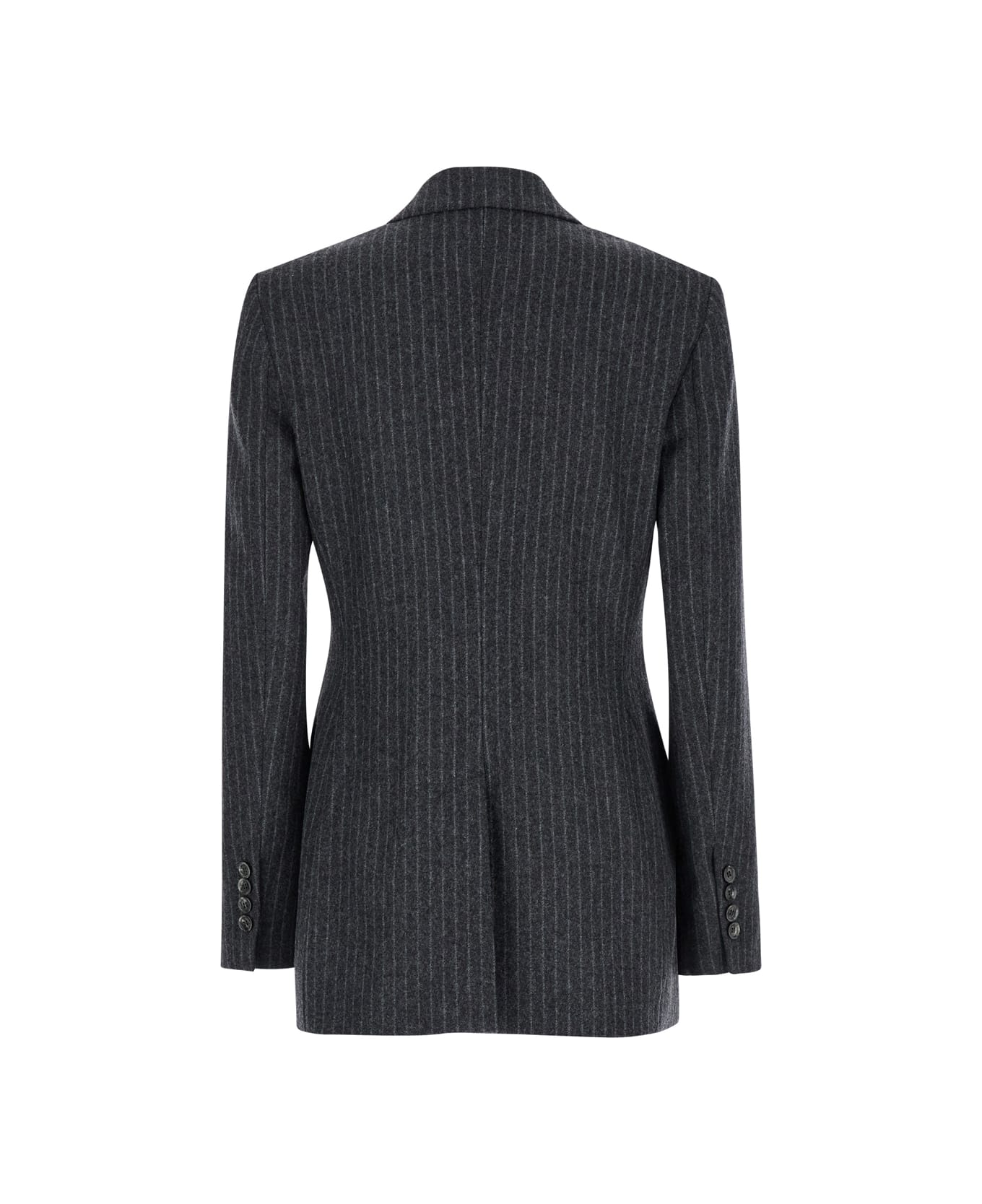 Ami Alexandre Mattiussi Grey Striped Double-breasted Jacket In Wool Woman - Grey