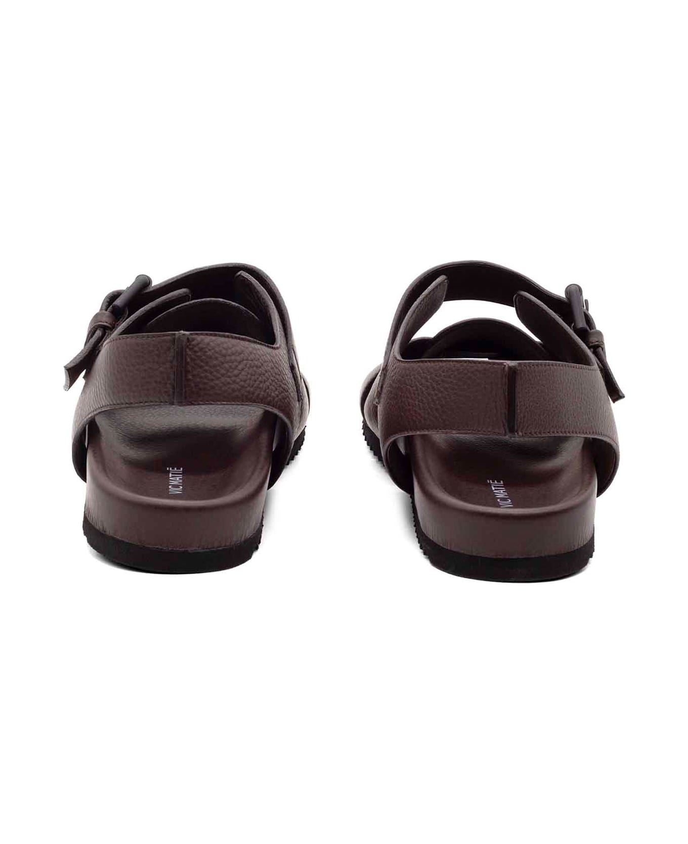 Vic Matié Men's Brown Leather Sandal - DARK BROWN