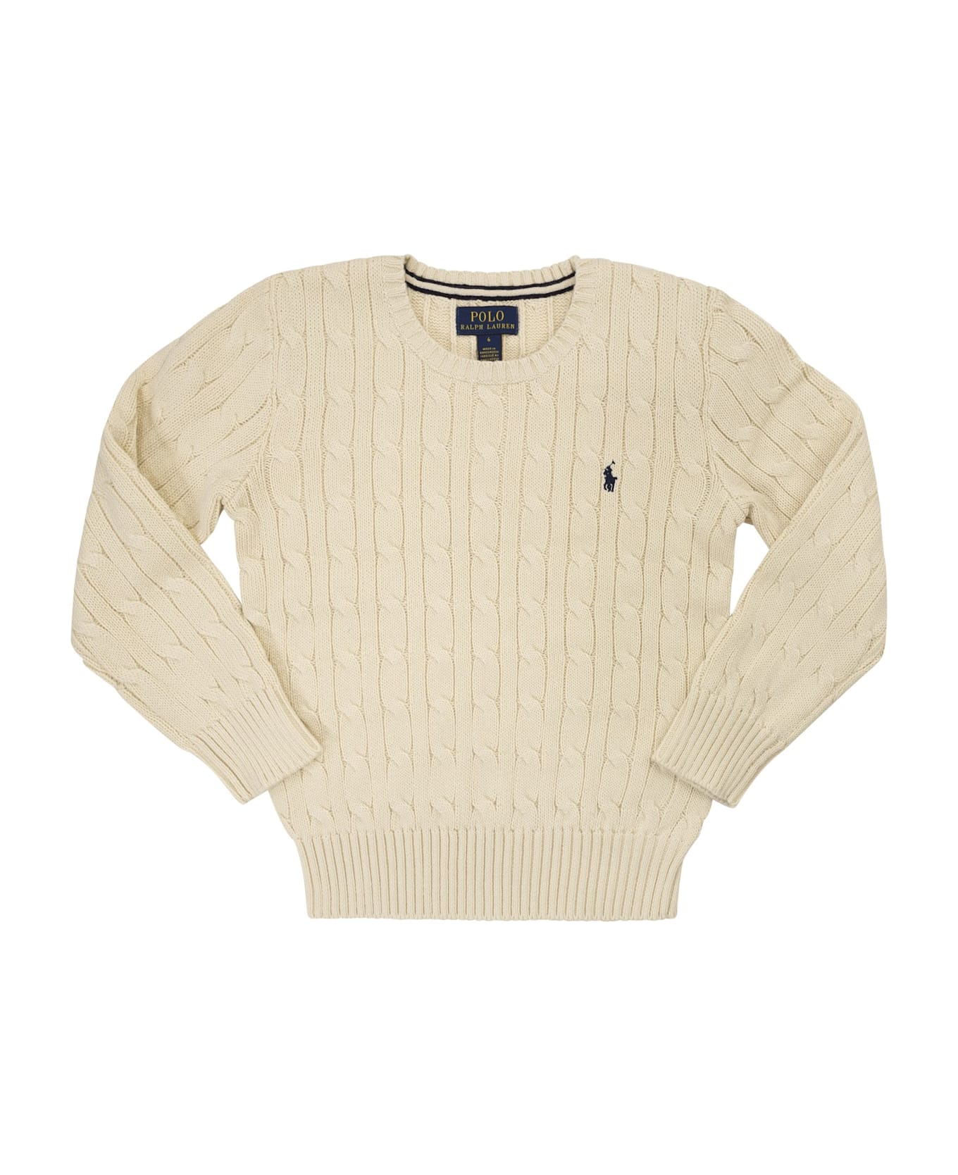 Polo Ralph Lauren Cable-knit Cotton Sweater With Logo - Cream