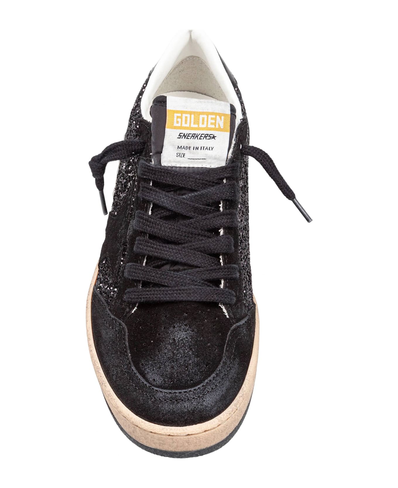 Golden Goose Sneakers Ballstar In Suede And Glitter Color Black - Black