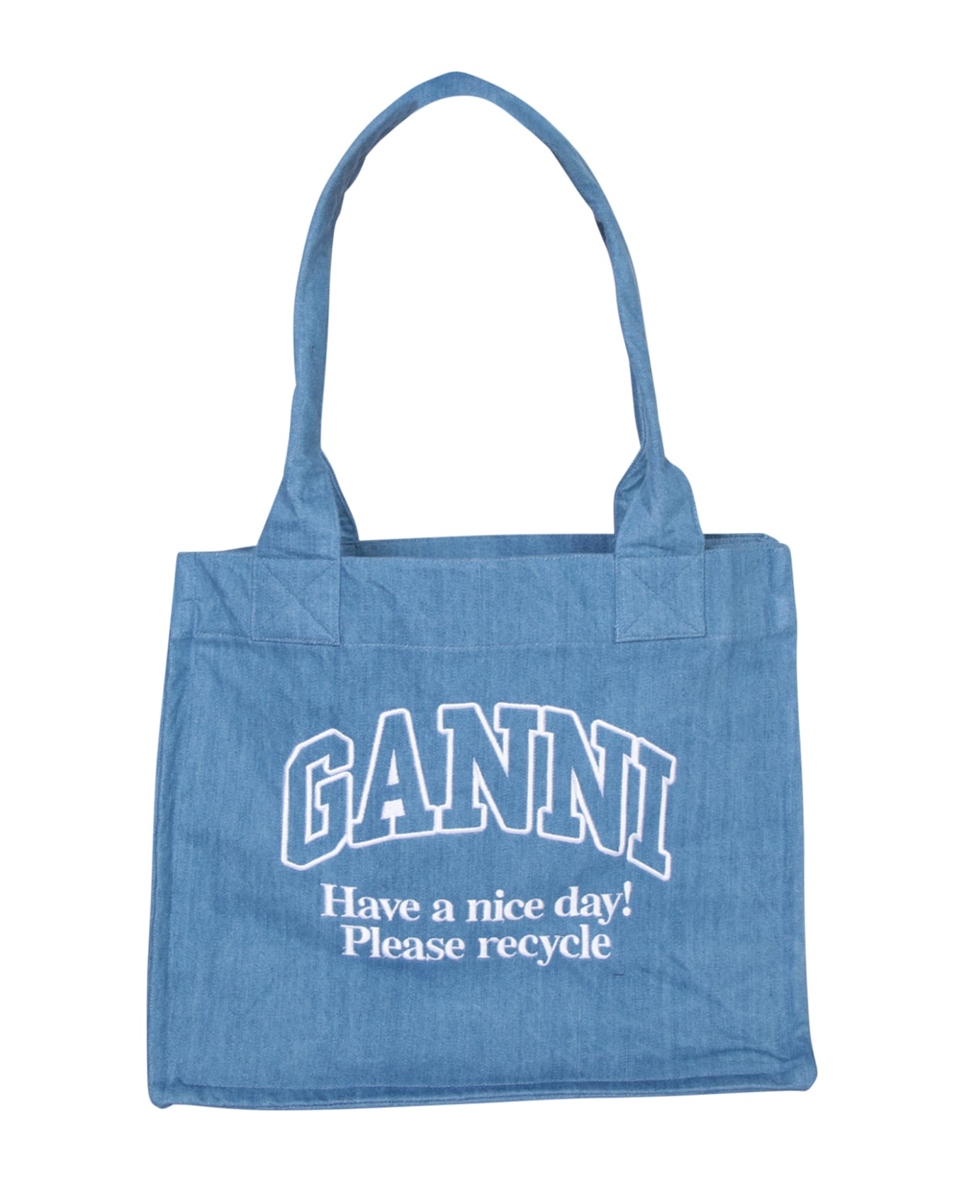Ganni Blue Large Denim Tote Bag - Blue