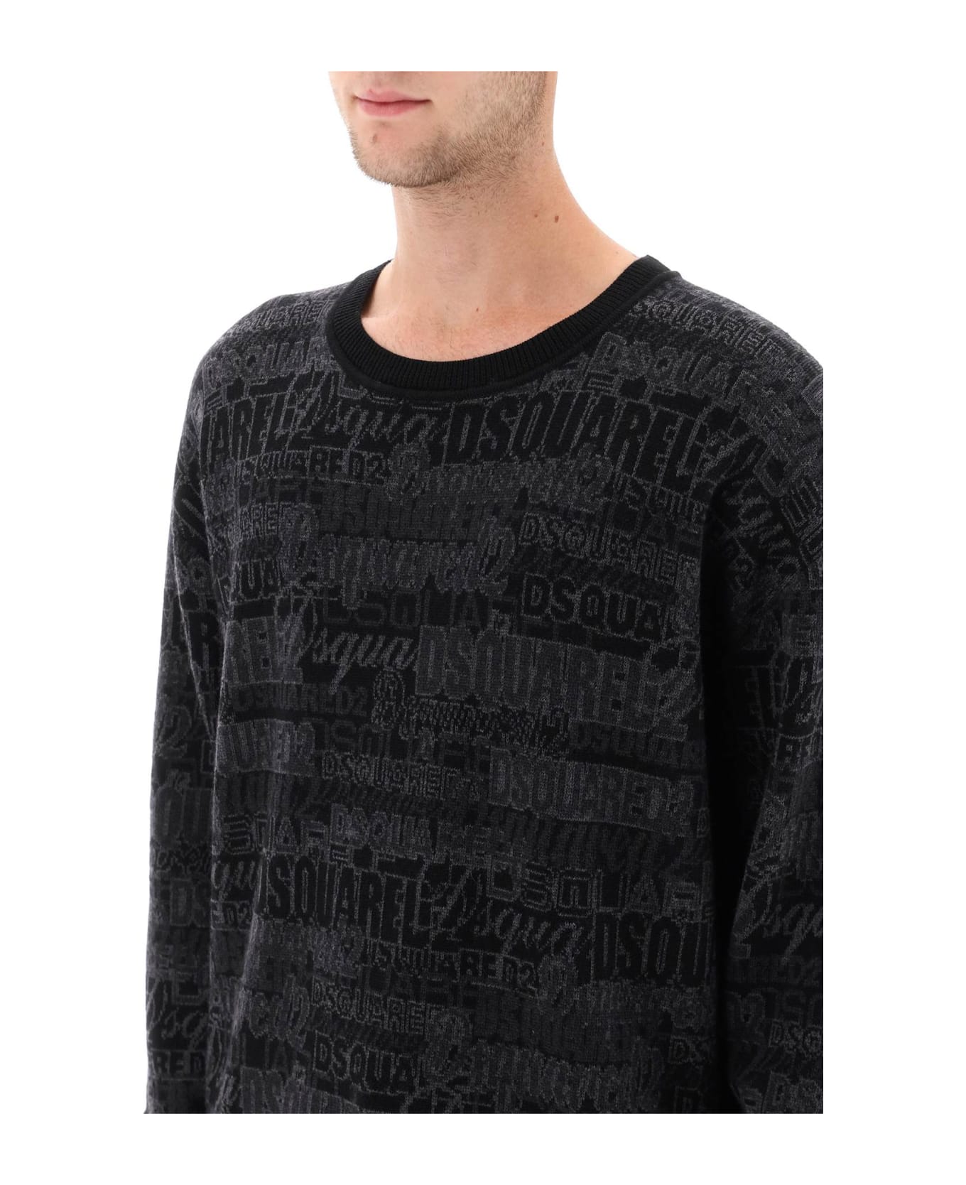 Dsquared2 Sweater With Logo Lettering Motif - BLACK GREY (Grey)