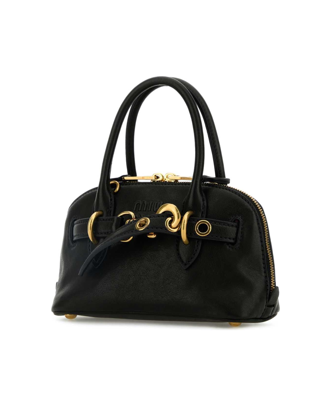 Miu Miu Black Leather Mini Aventure Handbag - NERO