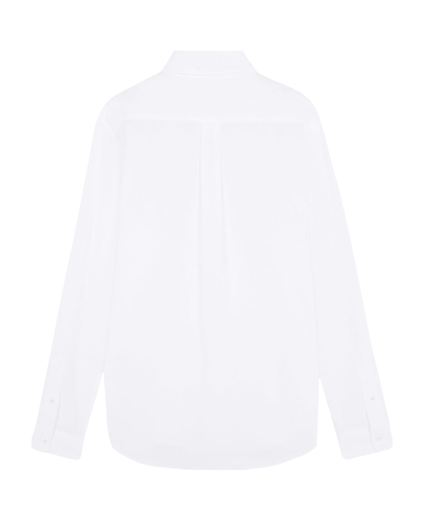 Maison Kitsuné Oxford Cotton Shirt With Embroidered Foxy Logo - White