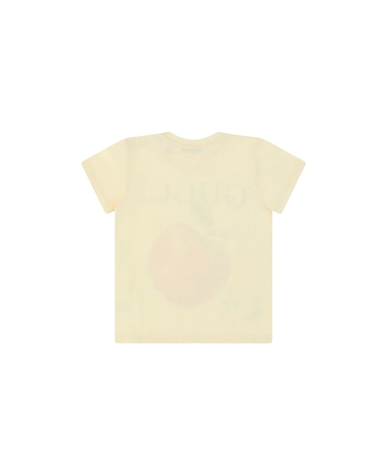 Gucci X Peter Rabbit Apple Printed Crewneck T-shirt - Bianco