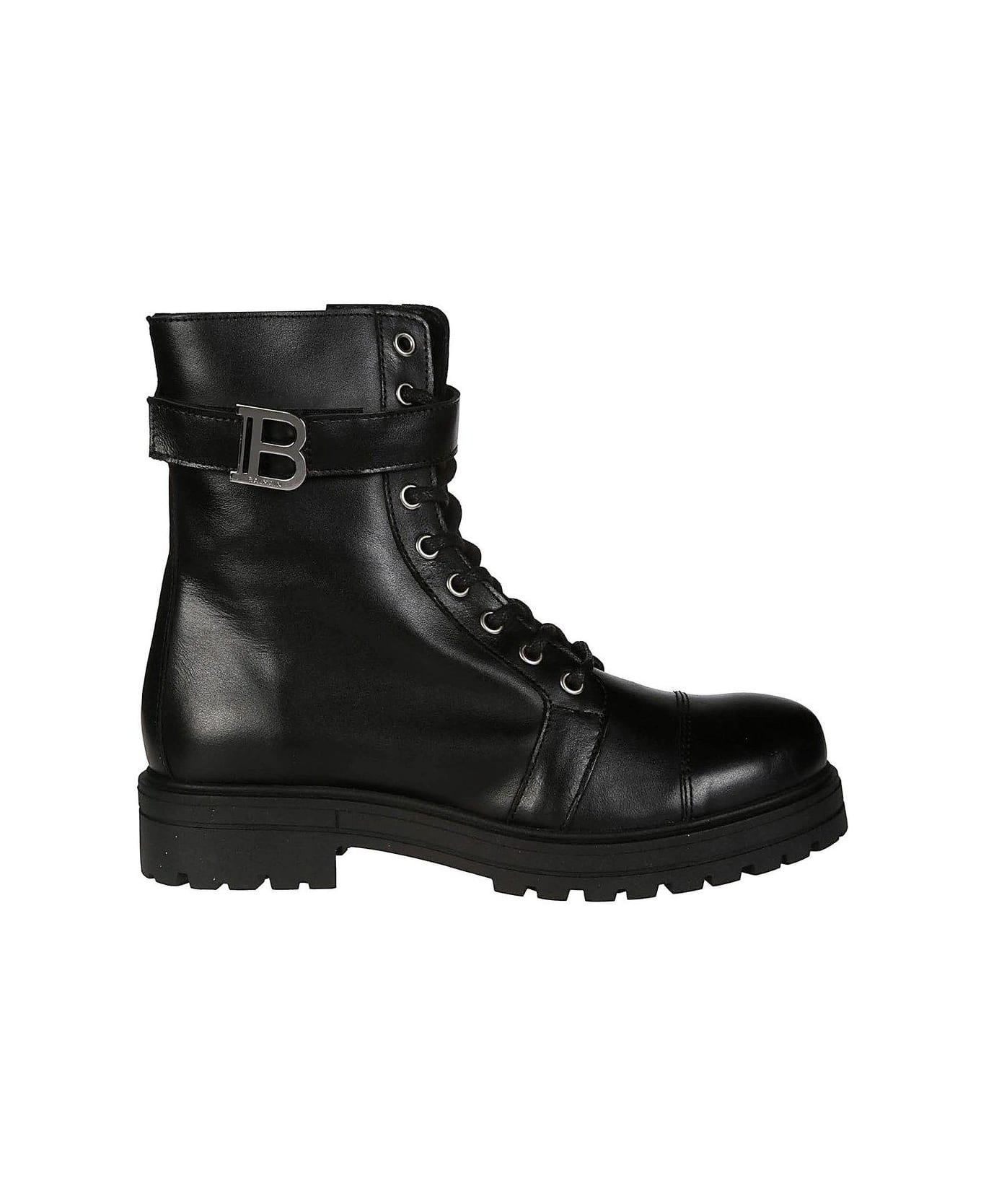 Balmain Logo-plaque Round Toe Boots - Nero