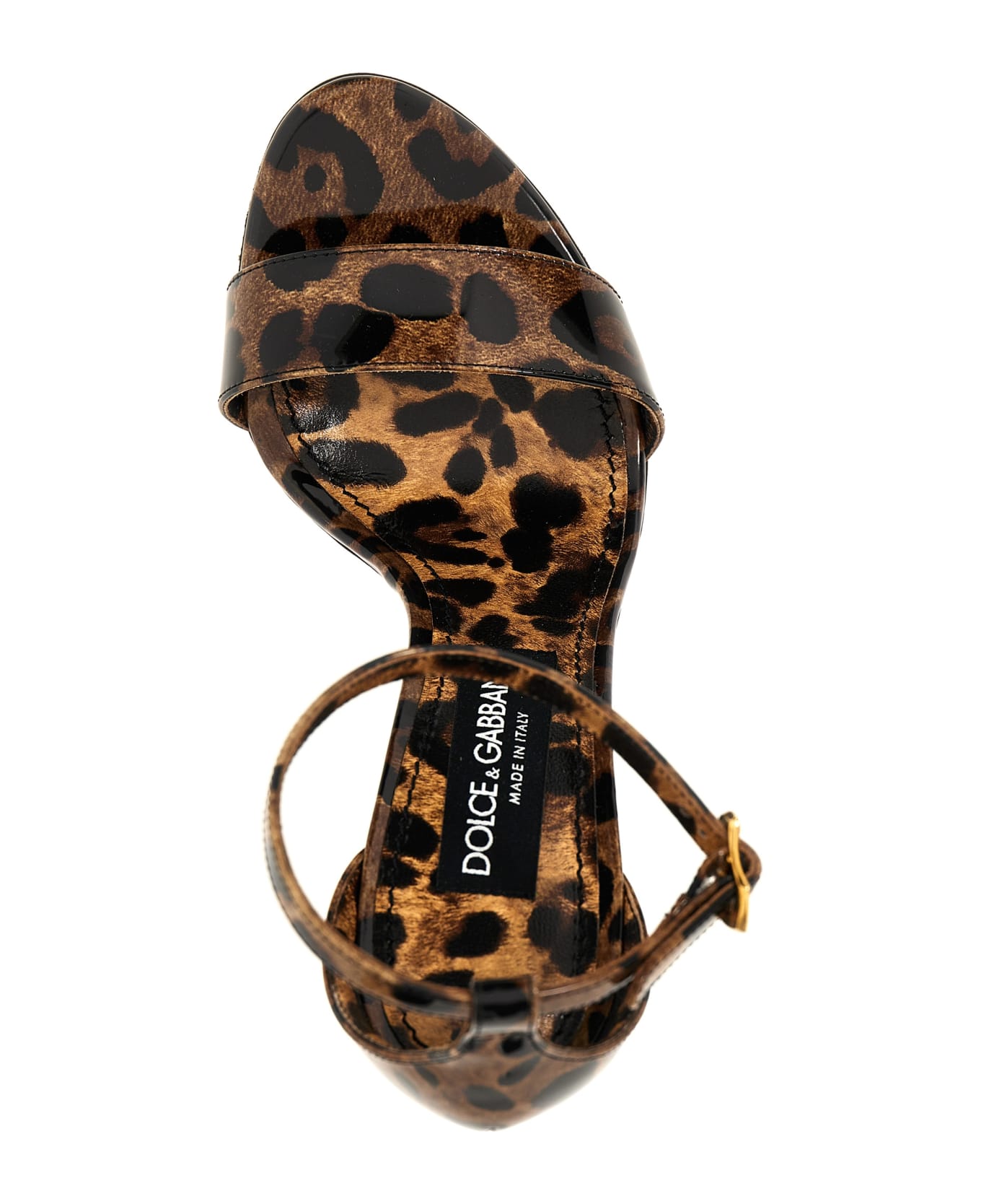 Dolce & Gabbana Animal-print Sandals With Logo Heel - Leo サンダル