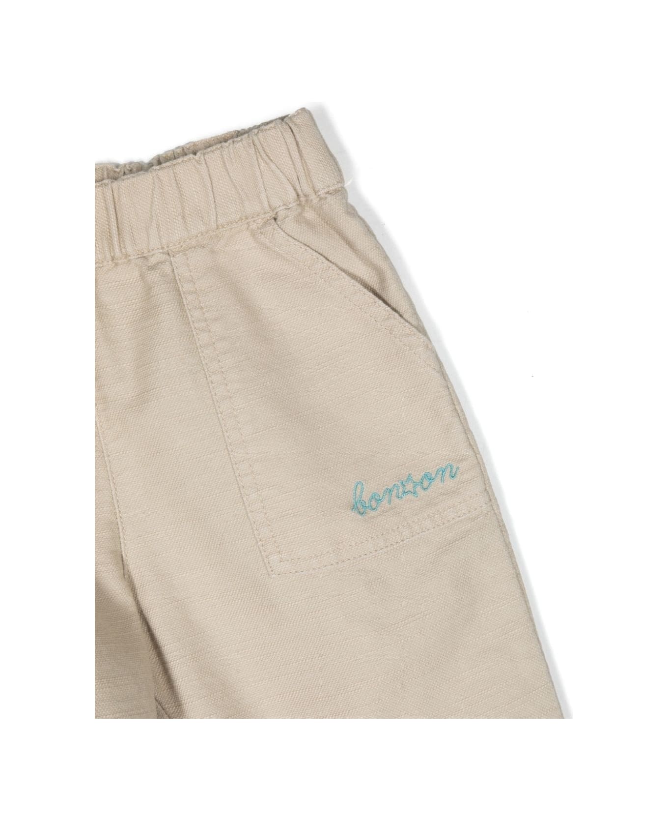 Bonton Pants With Embroidery - Beige