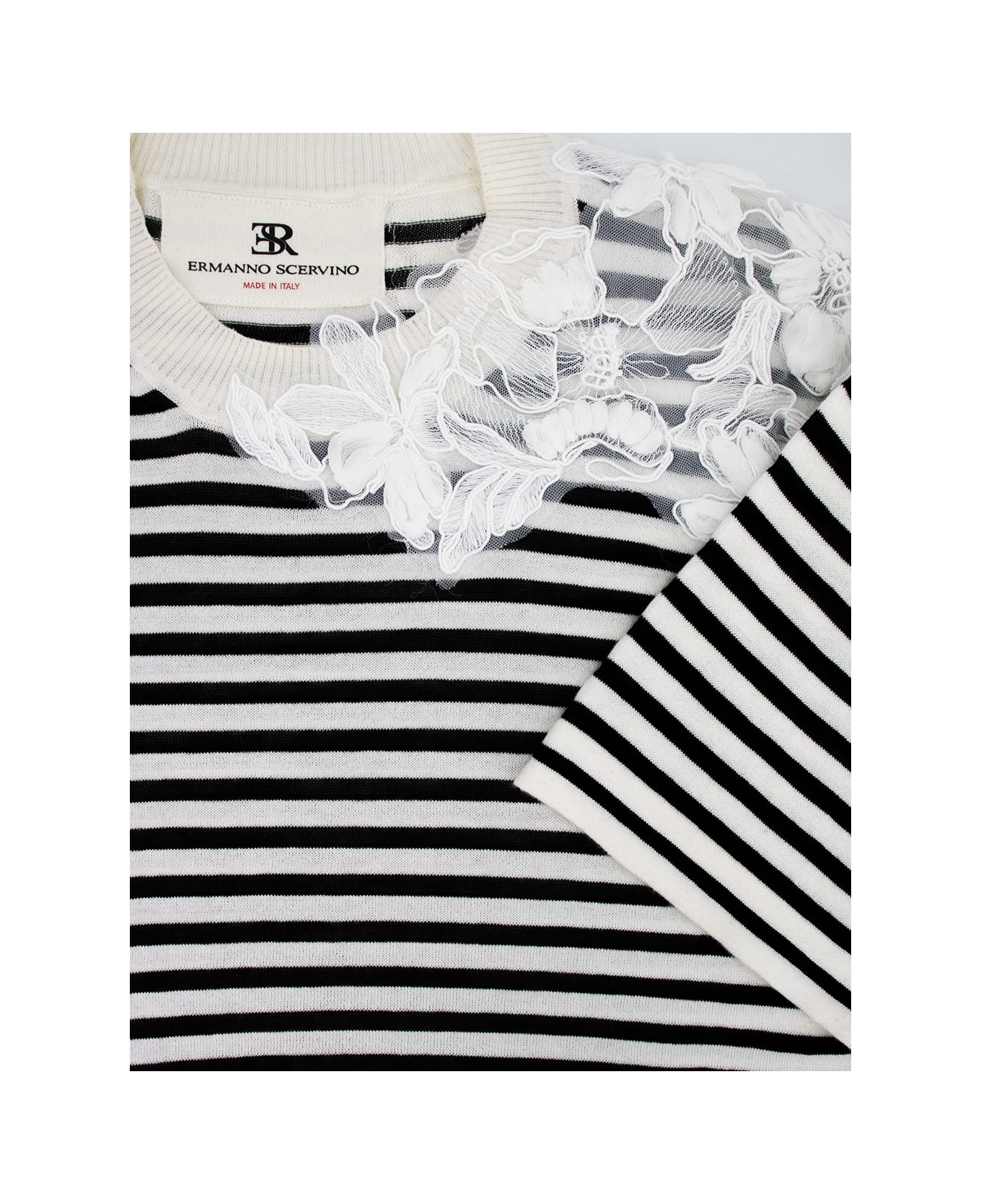 Ermanno Scervino Maglieria - BASE BIANCA RIGA NERA