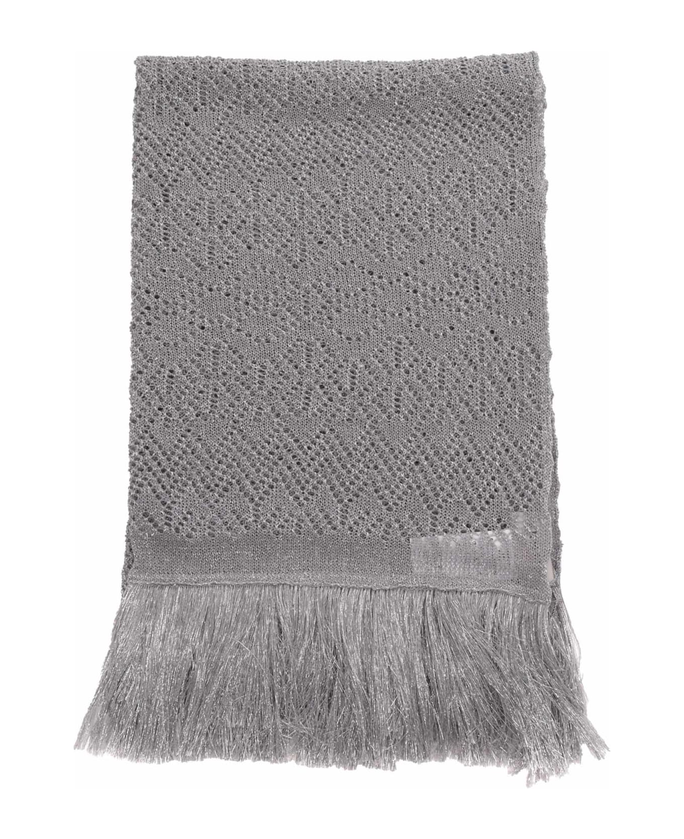 Ermanno Ermanno Scervino Silver Scarf With Fringes - SILVER コート