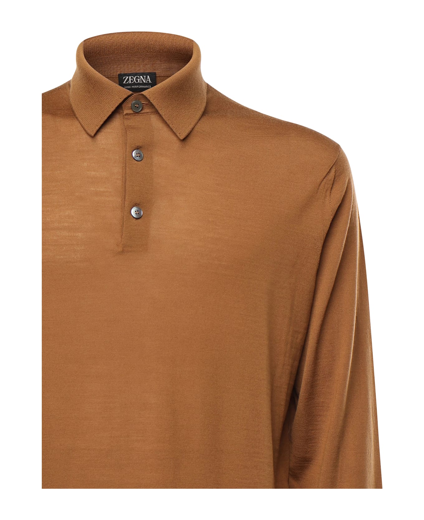 Zegna Lightweight Wool Polo Shirt - Brown