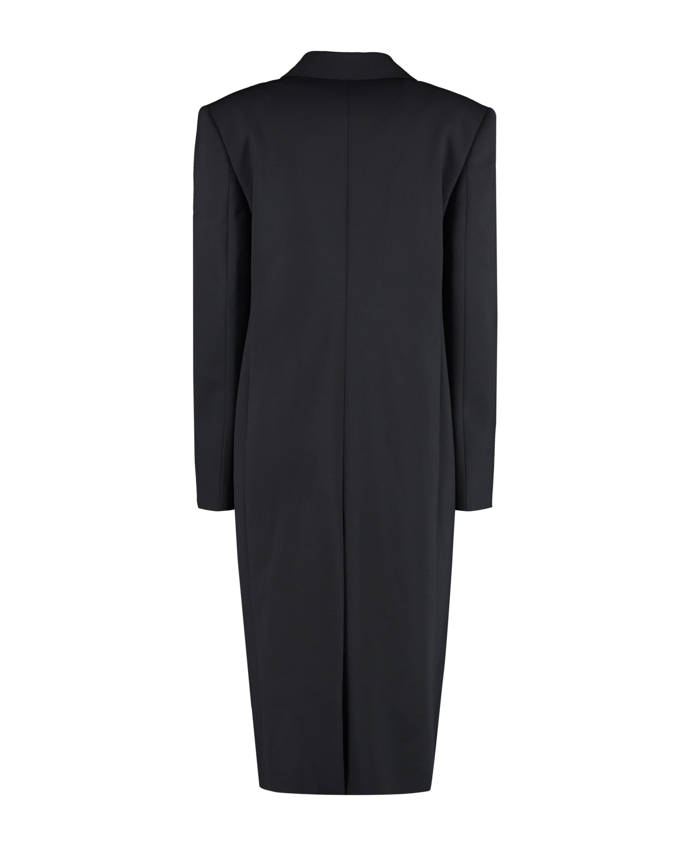 Givenchy Asymmetric Fastening Wool Coat - black