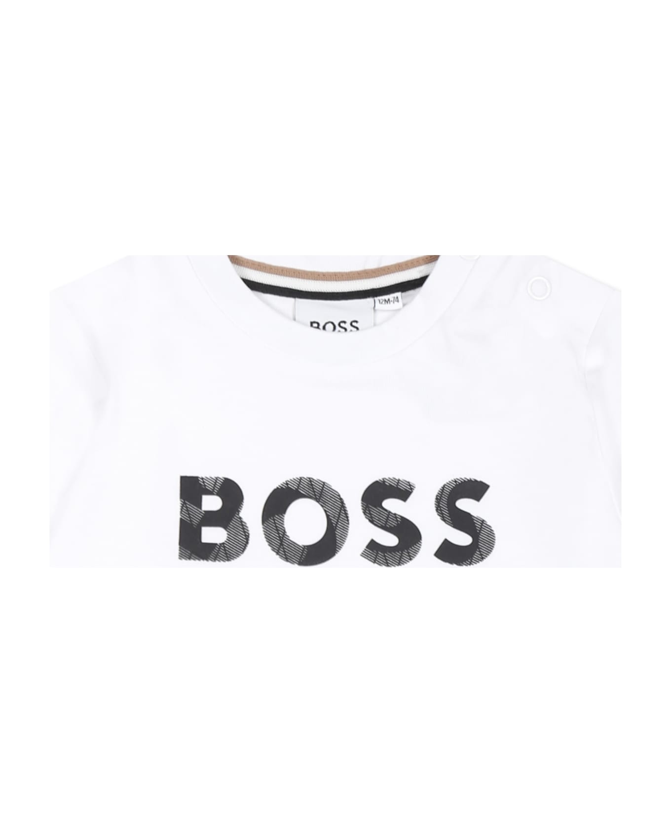 Hugo Boss White T-shirt For Baby Boy With Logo - White