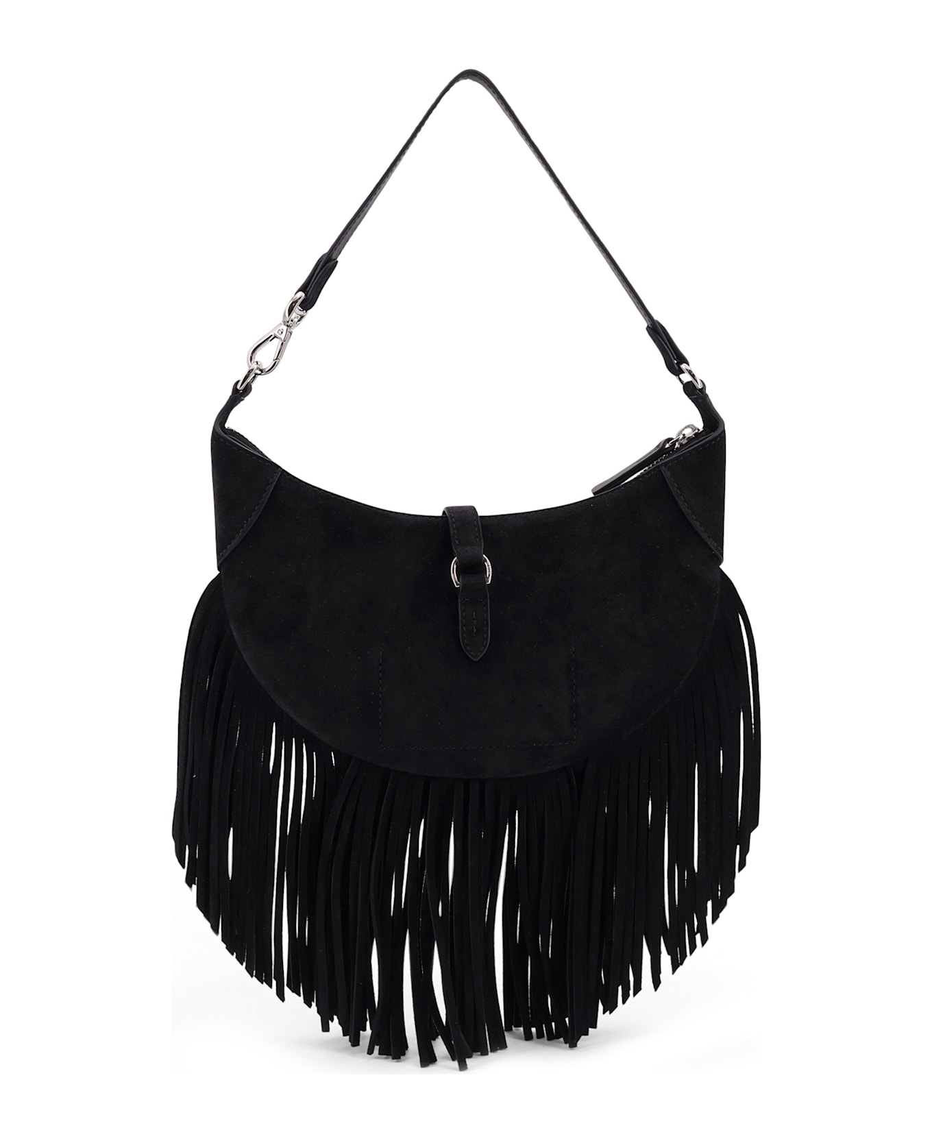Polo Ralph Lauren Suede Shoulder Bag With Fringes - Black