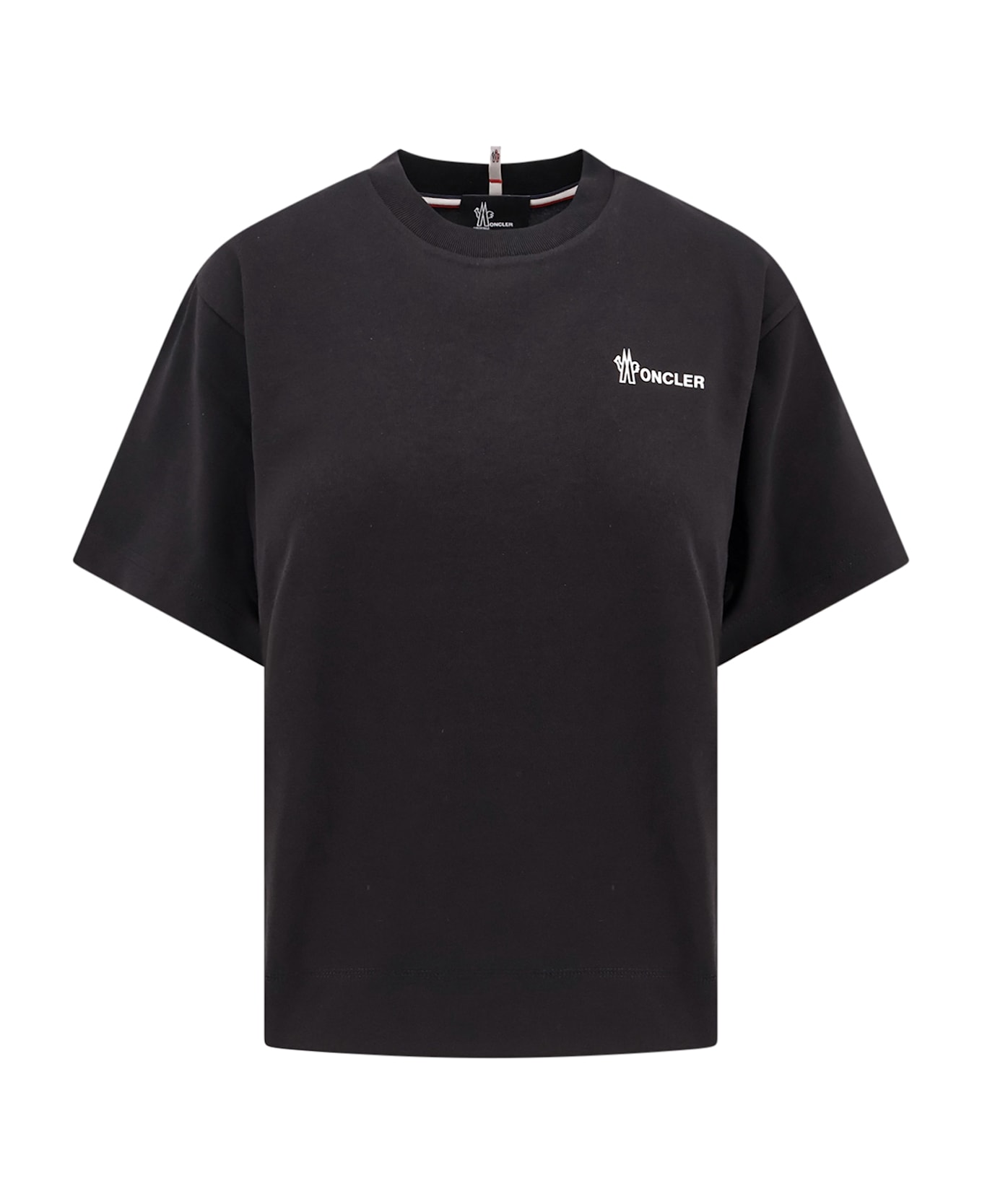 Moncler Grenoble Cotton T-shirt With Frontal Logo - Black