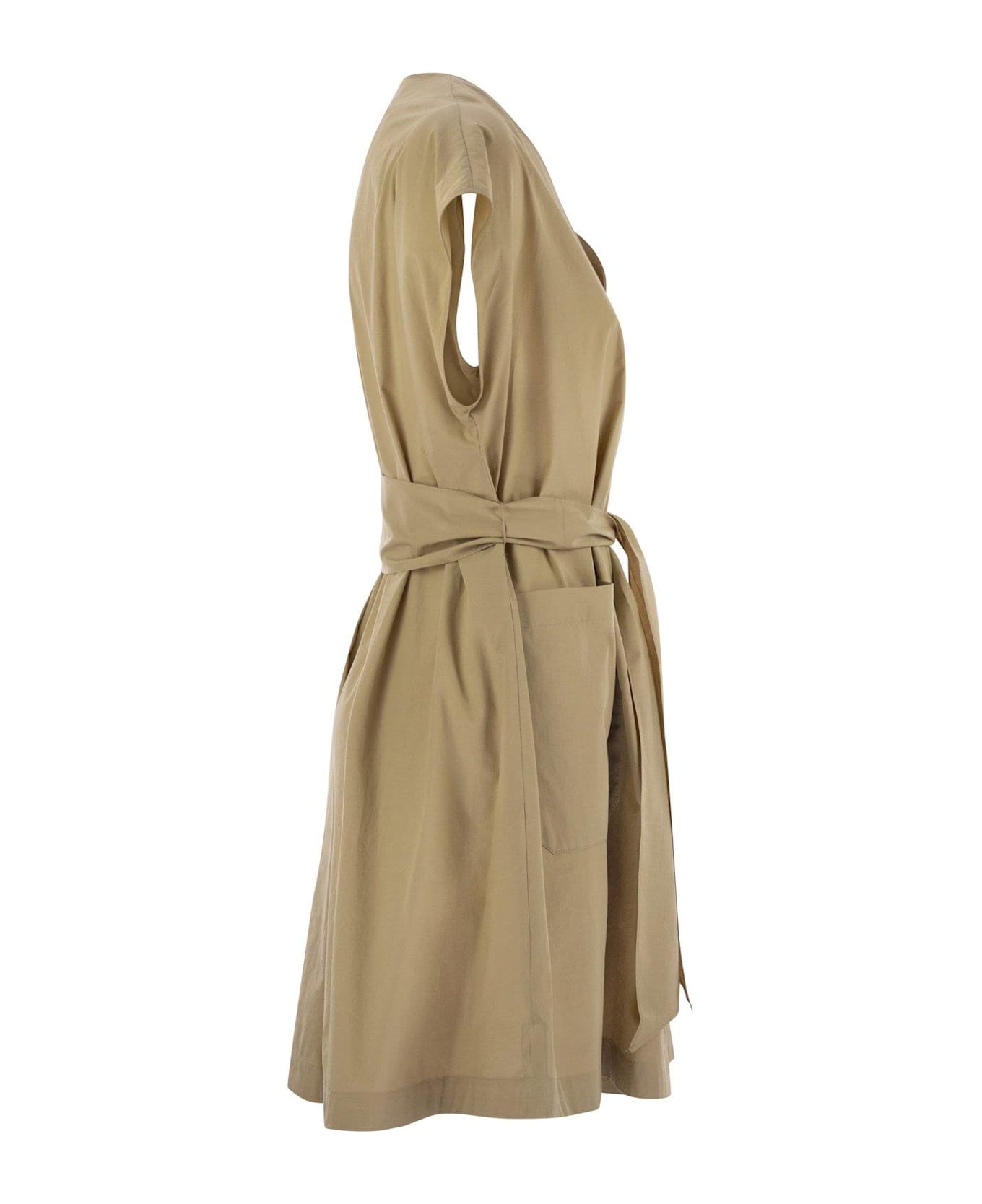 Weekend Max Mara Mitico V-neck Belted Dress - Beige