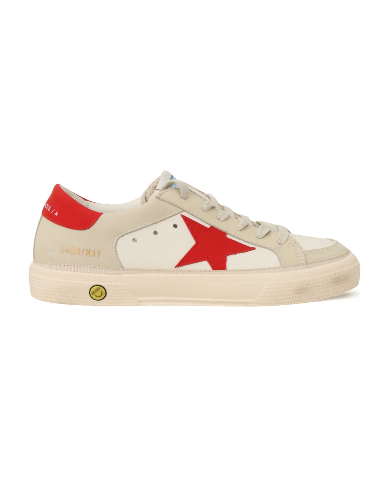 Golden Goose May Leather And Nabuk Upper Leather Star And Heel - WHITE