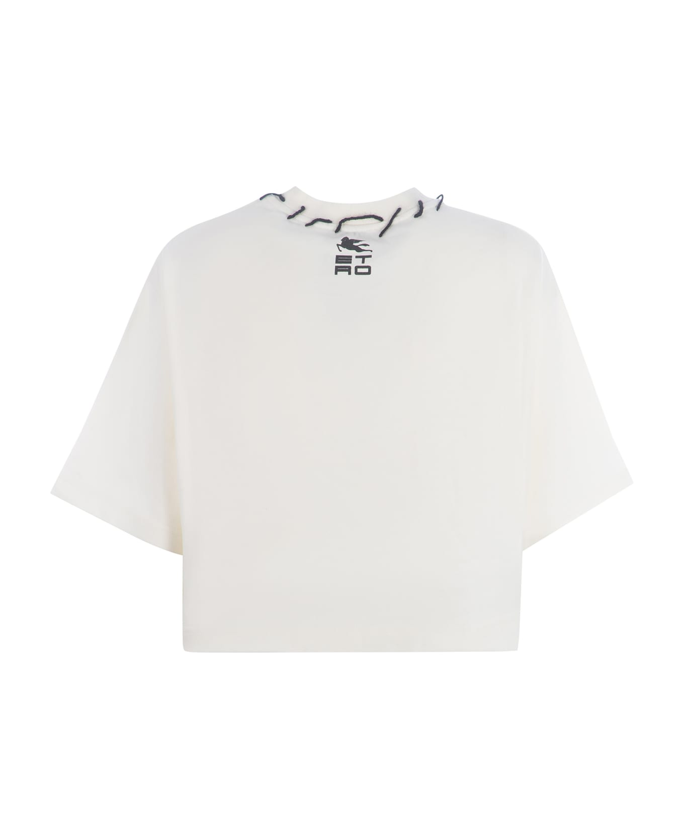 Etro T-shirt Etro Cropped "tamara" In Cotton - Crema Tシャツ
