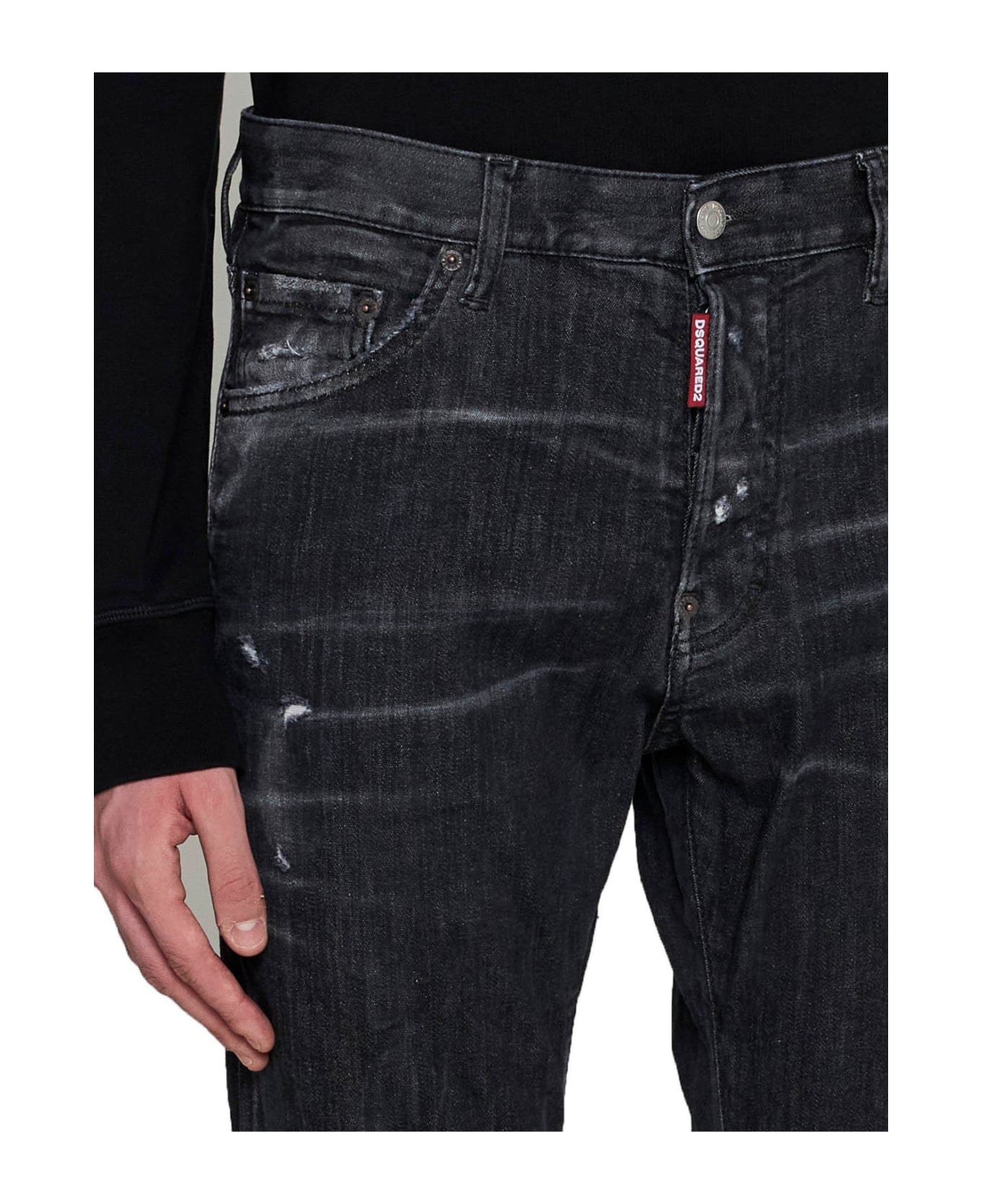 Dsquared2 Distressed Straight-leg Jeans - black デニム