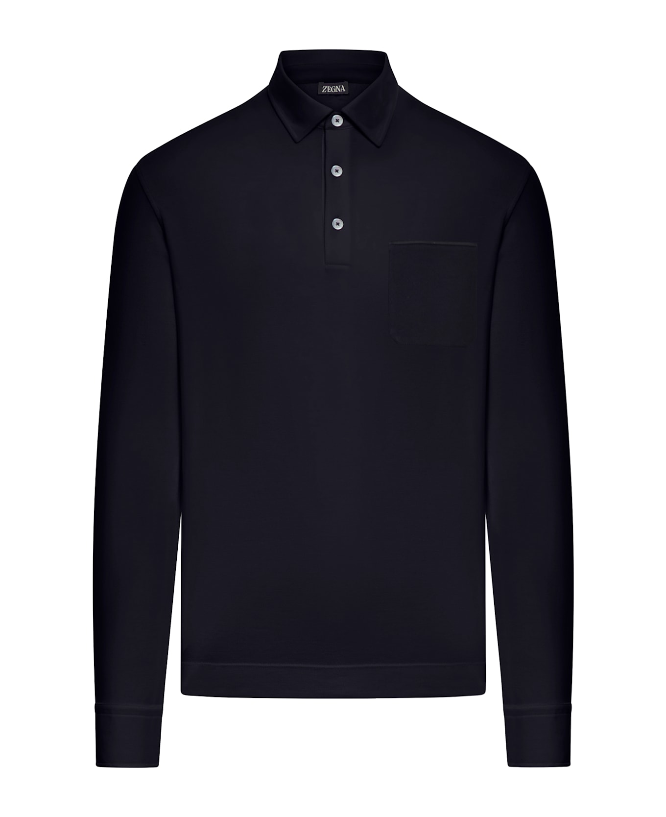 Zegna Cotton Polo With Pocket - BLUE
