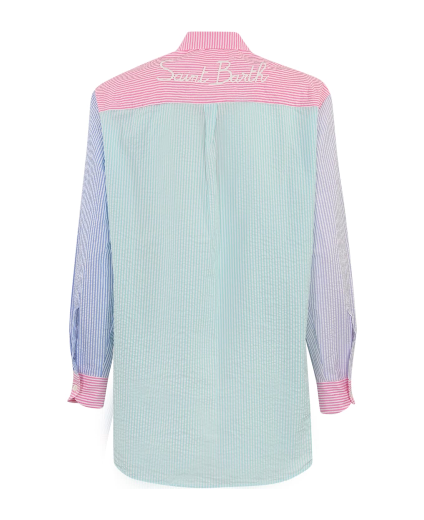 MC2 Saint Barth Brigitte Shirt In Seersucker Cotton - Multicolor