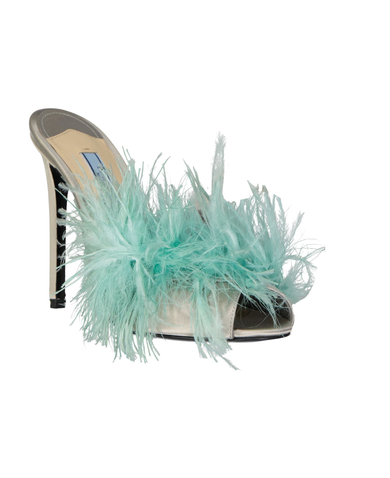 Prada Silk End Feathers Sandals - Beige