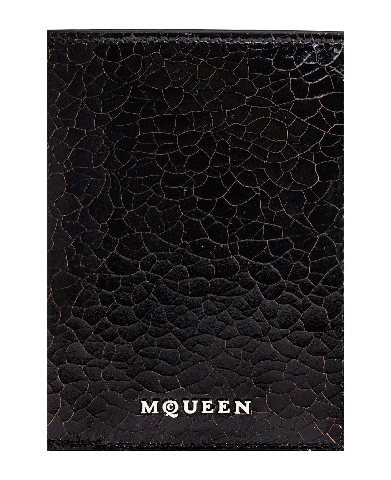 Alexander McQueen Crackled Effect Bi-fold Card Holder - Nero e Beige