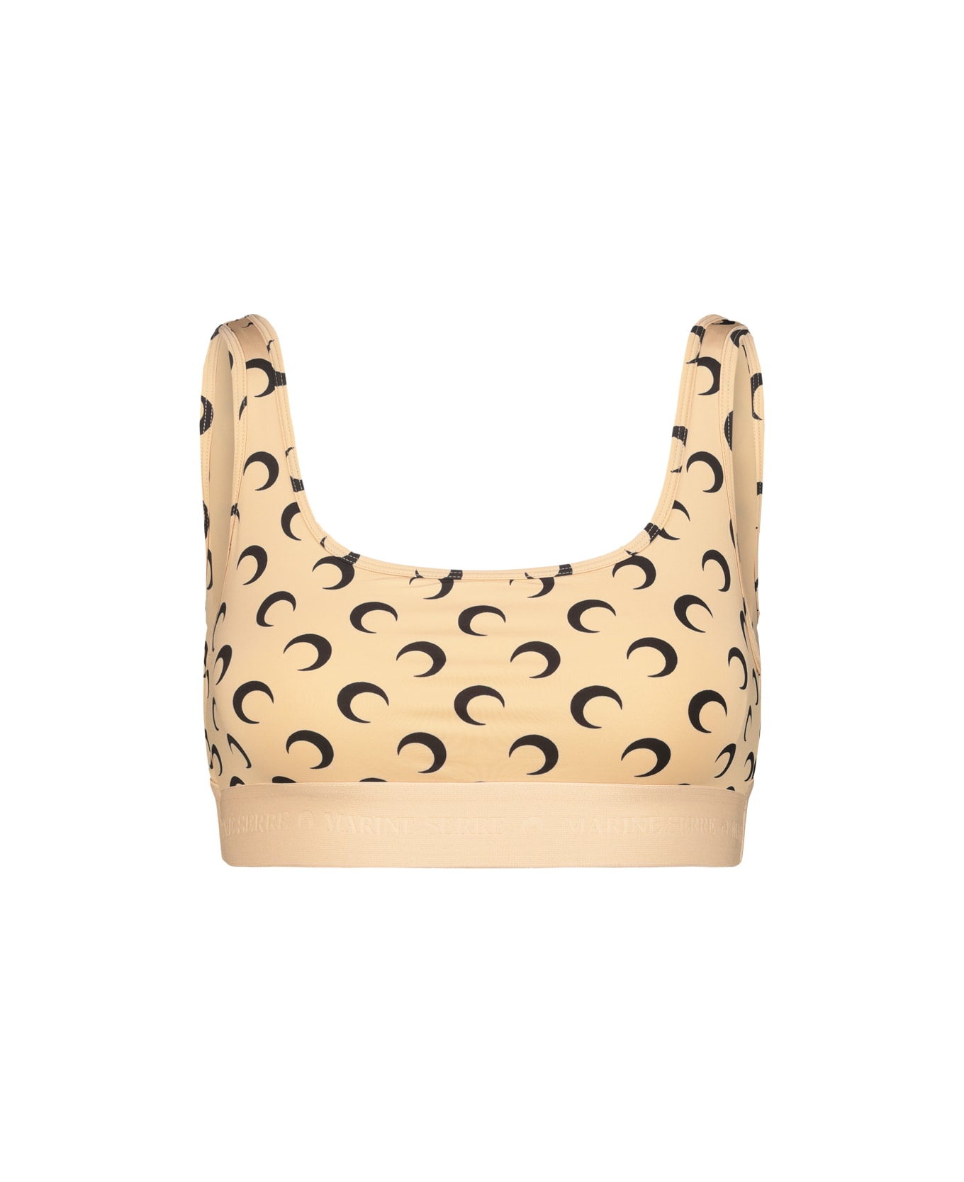 Marine Serre Regenerated Jersey Sport Bra - Tan