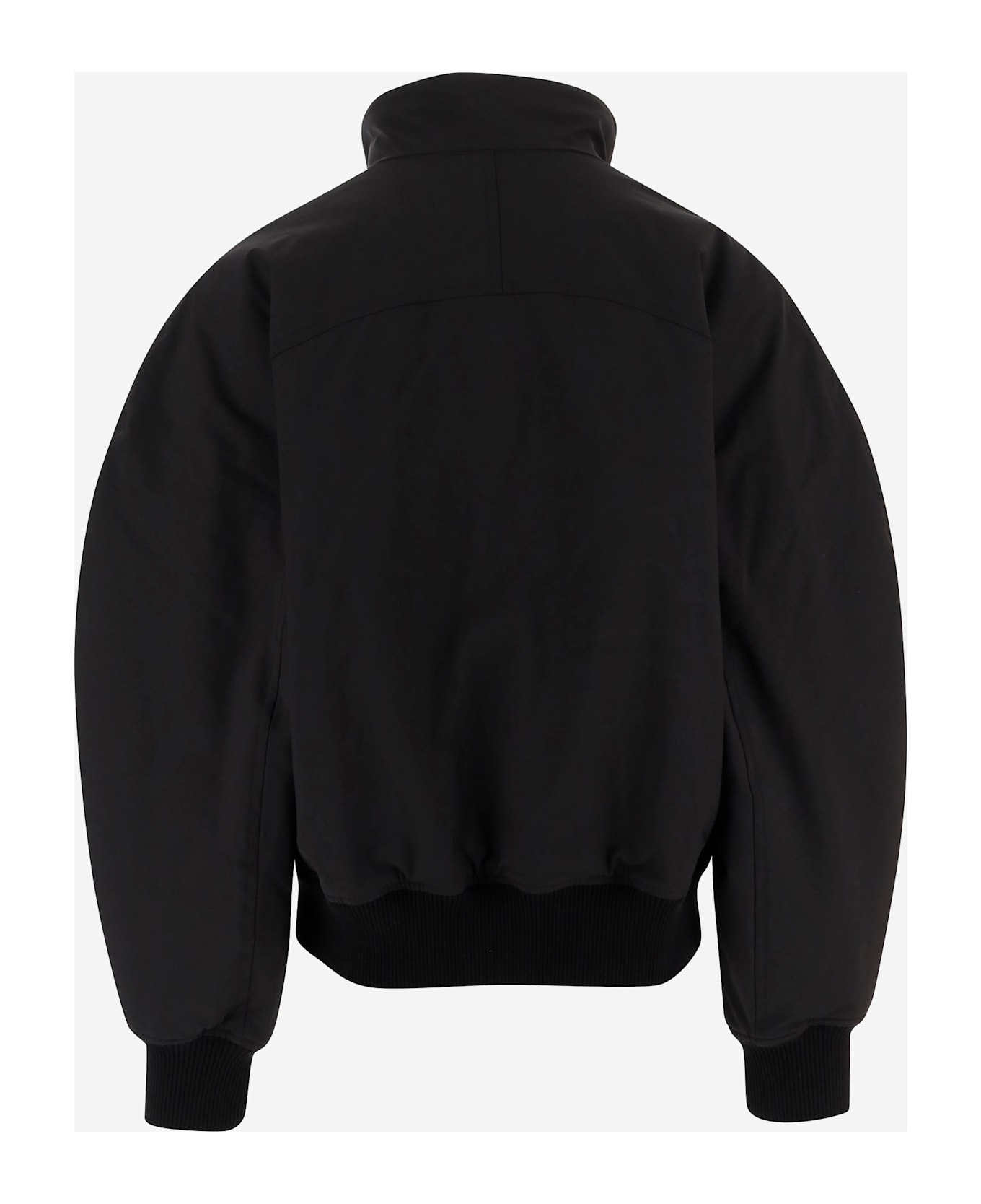 Jacquemus Stretch Cotton Blend Jacket With Zip And High Collar - Black