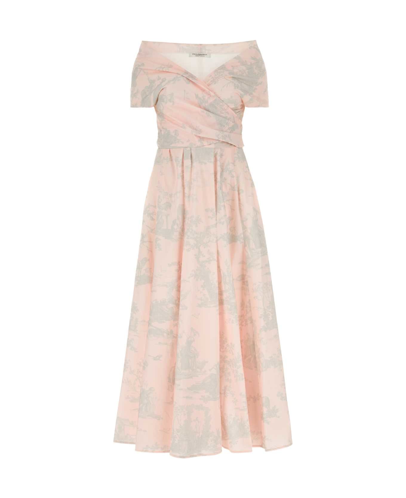 Philosophy di Lorenzo Serafini Printed Stretch Cotton Dress - FANTASIAROSA ワンピース＆ドレス