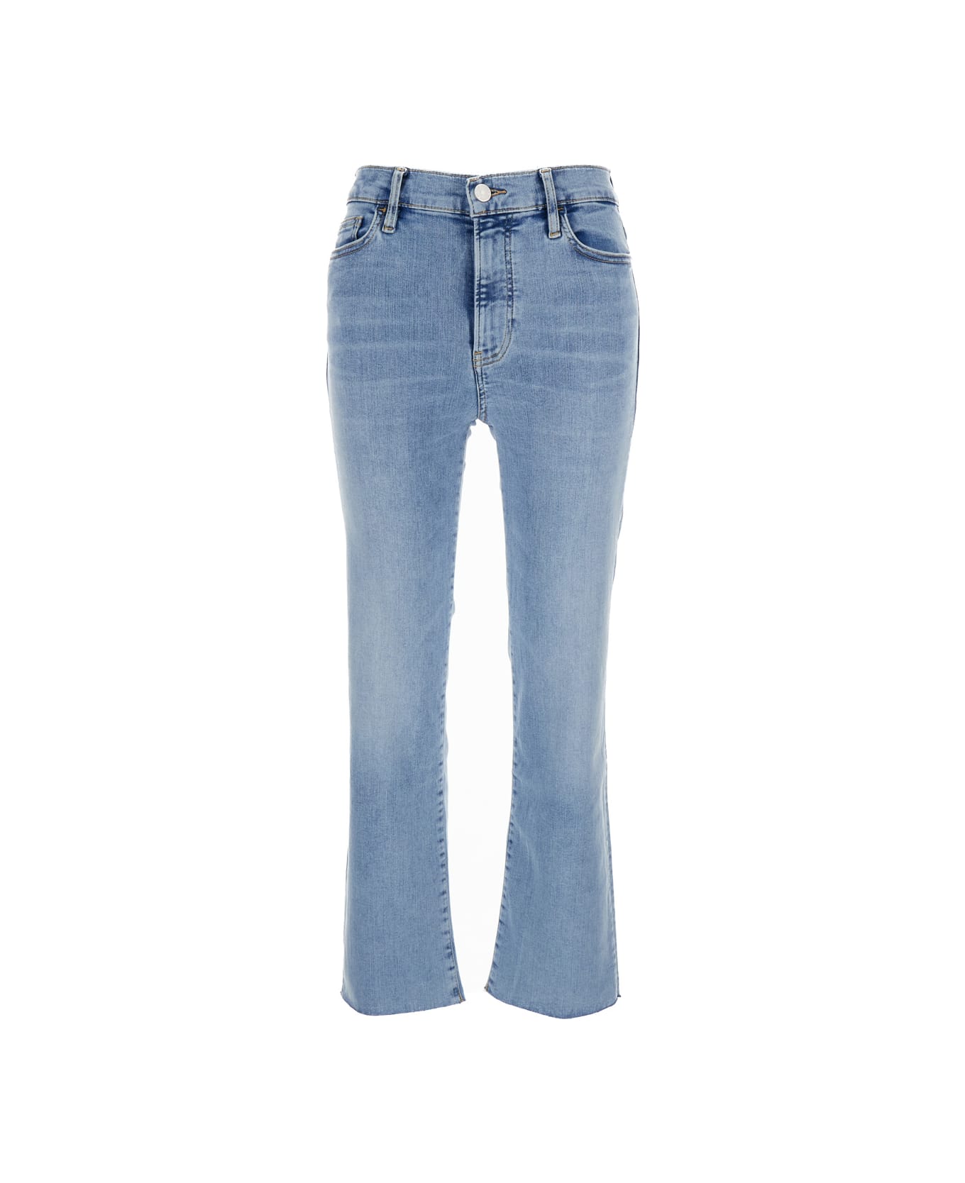 Frame 'le High Straight' Light Blue Jeans With Contrasting Stitching In Cotton Blend Woman - Blu