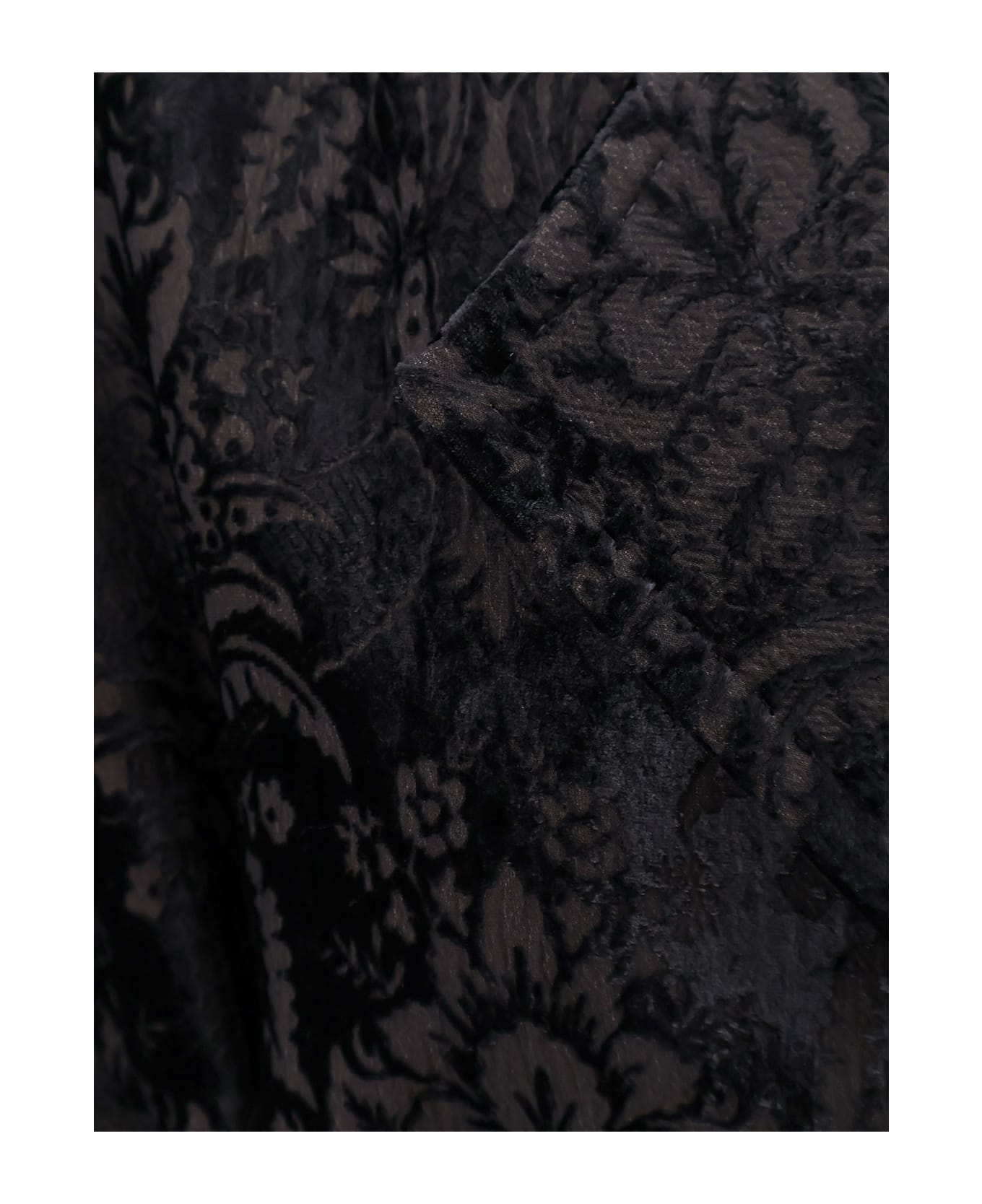 Max Mara Edolo Oversize Velvet Coat With Damask Motif - Black