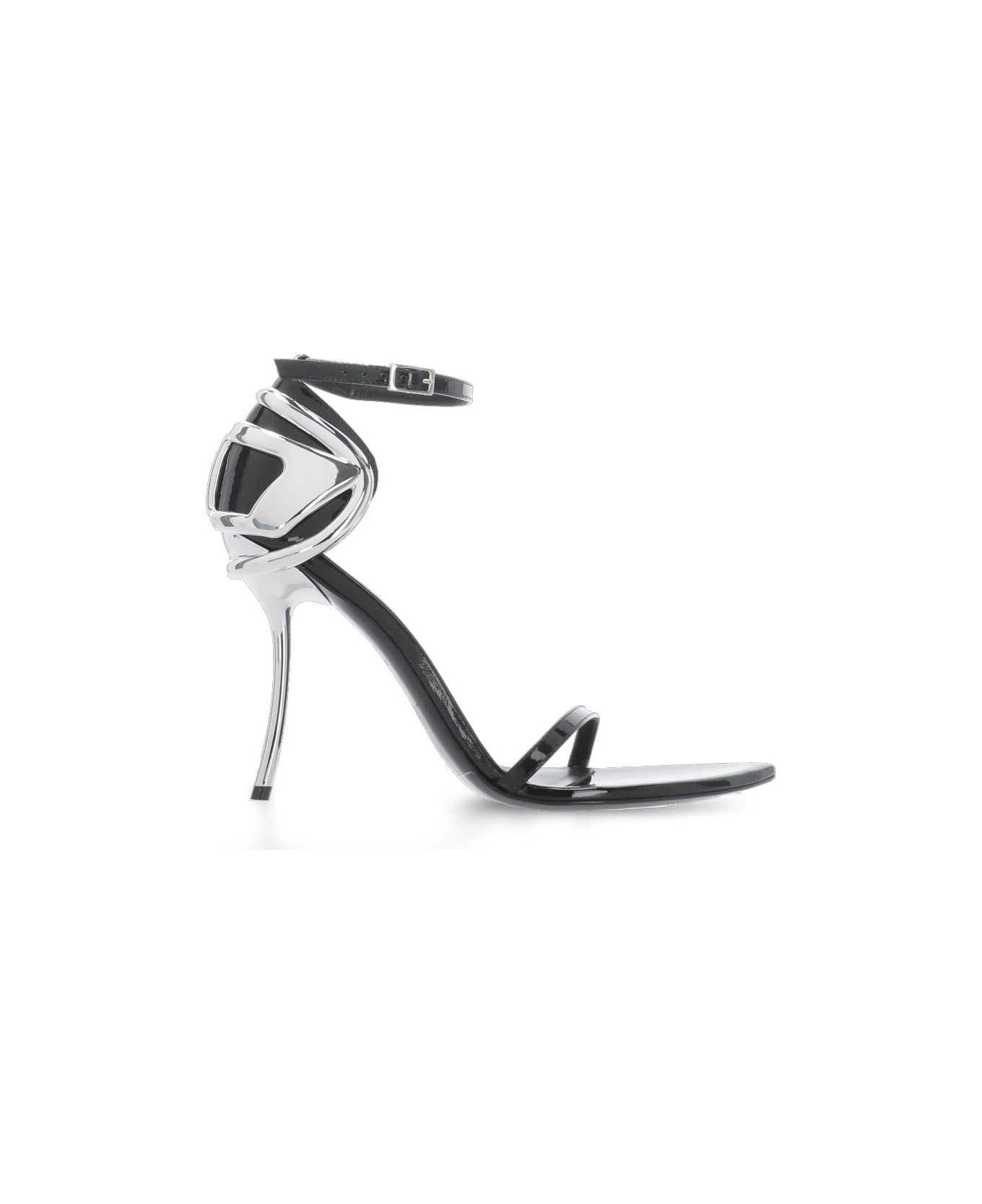 Diesel D Ten&half P Sandals In Black Patent Leather - Black