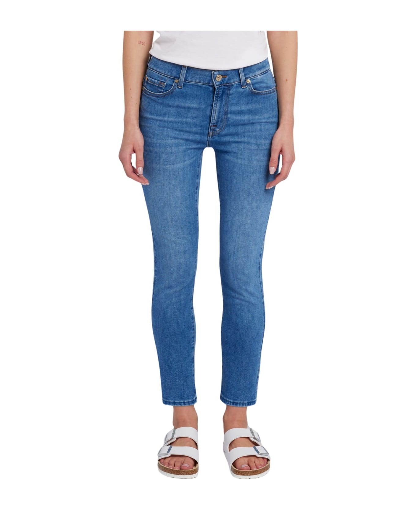 7 For All Mankind Roxanne Ankle - Mid Blue デニム