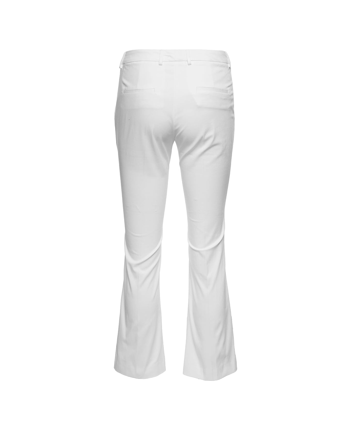 PT01 White Crop Flared Pants In Stretch Cotton Woman - White ボトムス