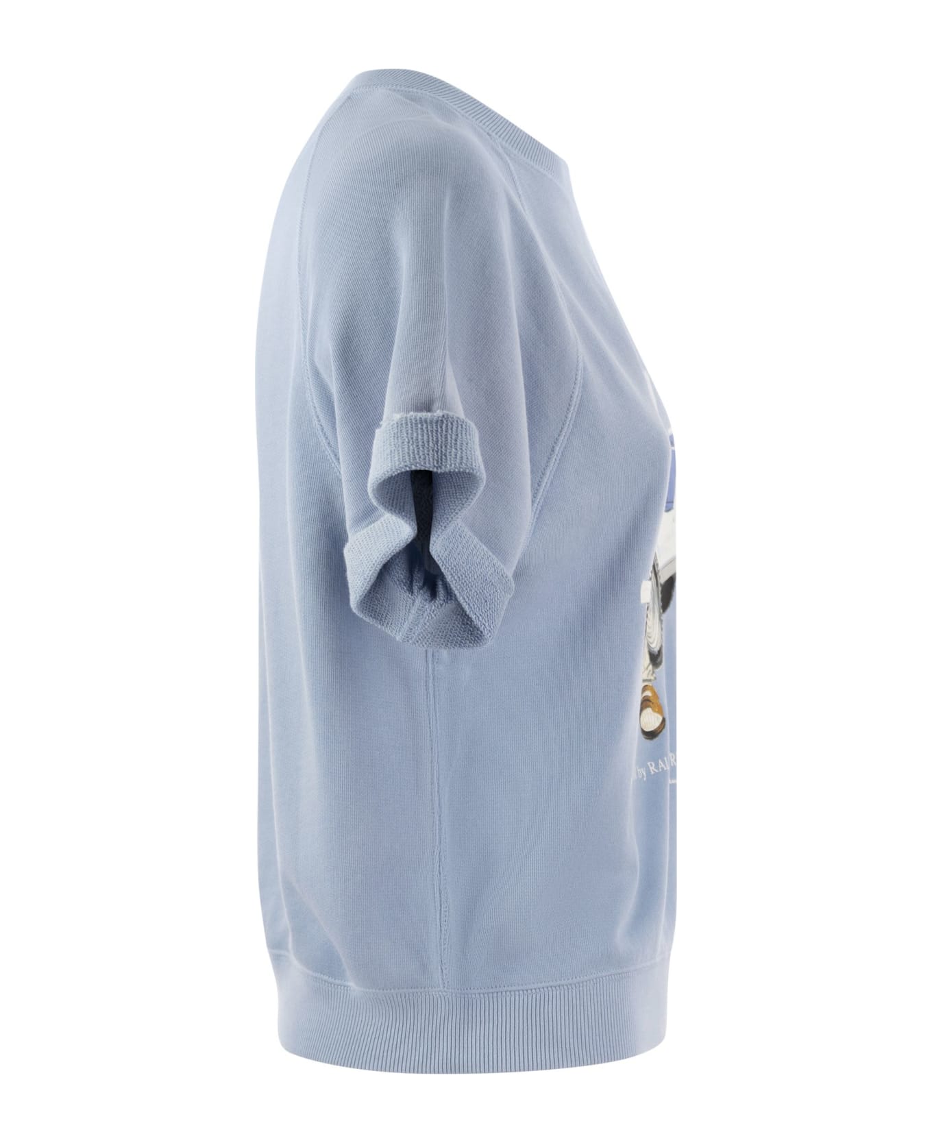 Polo Ralph Lauren Short-sleeved Cotton Sweatshirt With Bear - Blue