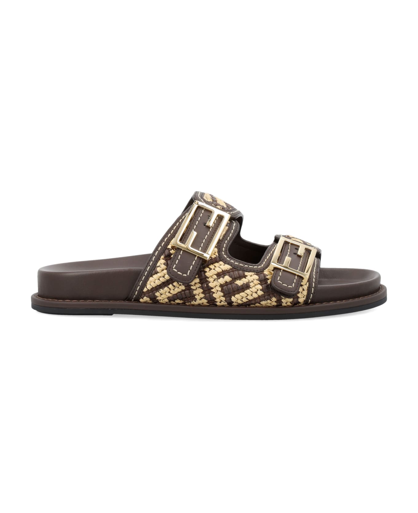 Fendi Ff Slides - GIANDUIA NATURALE